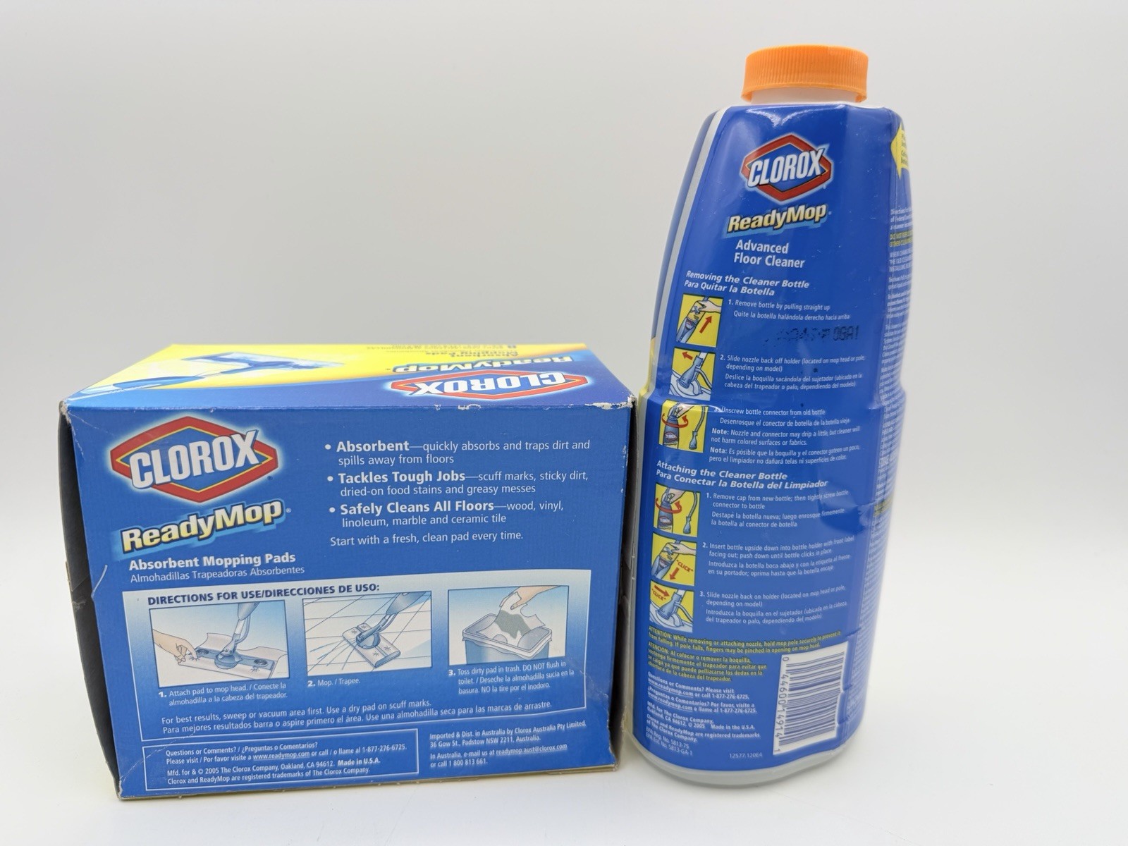 NEW Clorox Ready Mop Refill Bottle Orange Energy & 8 Refill Pads