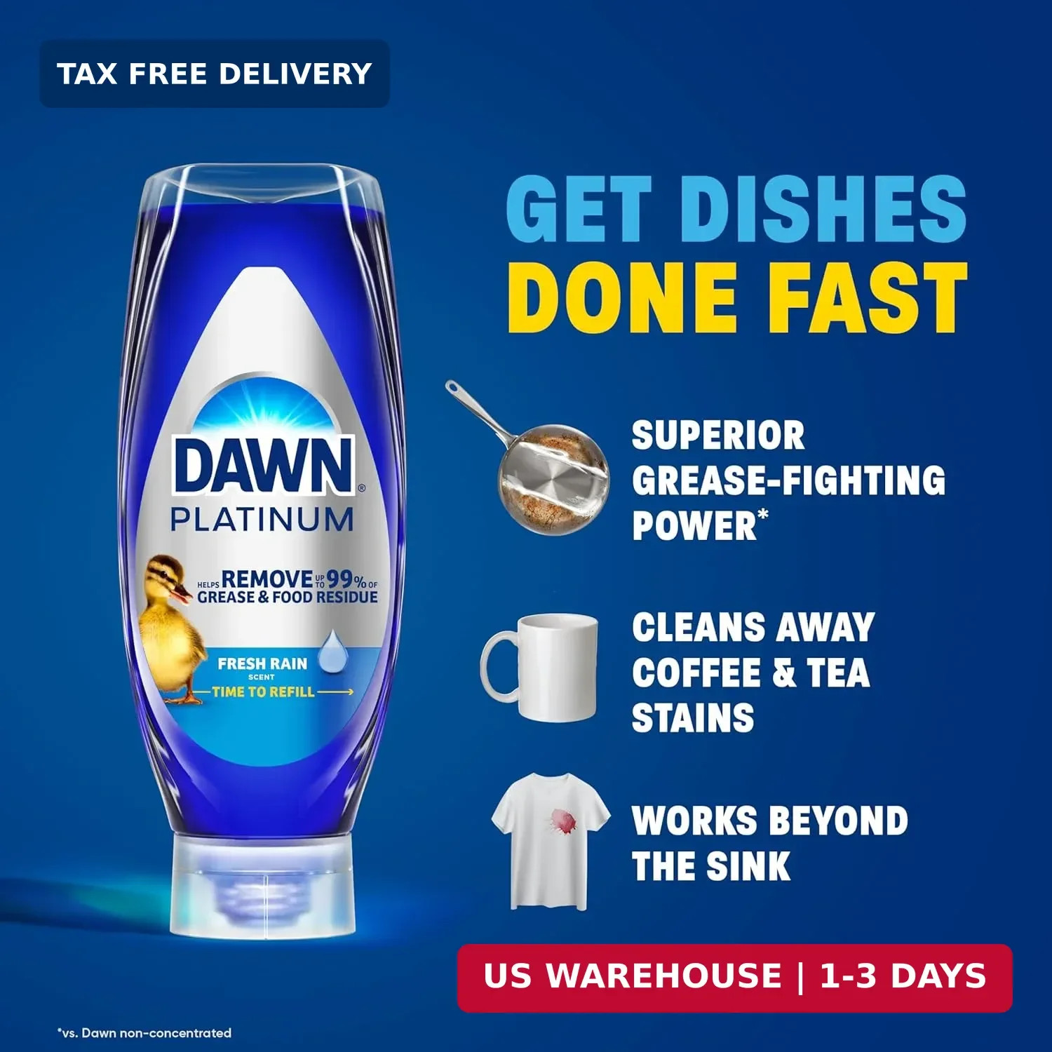 Dawn Platinum EZ-Squeeze Dish Soap, Dishwashing Liquid, Fresh Rain, 2x18oz Bundl
