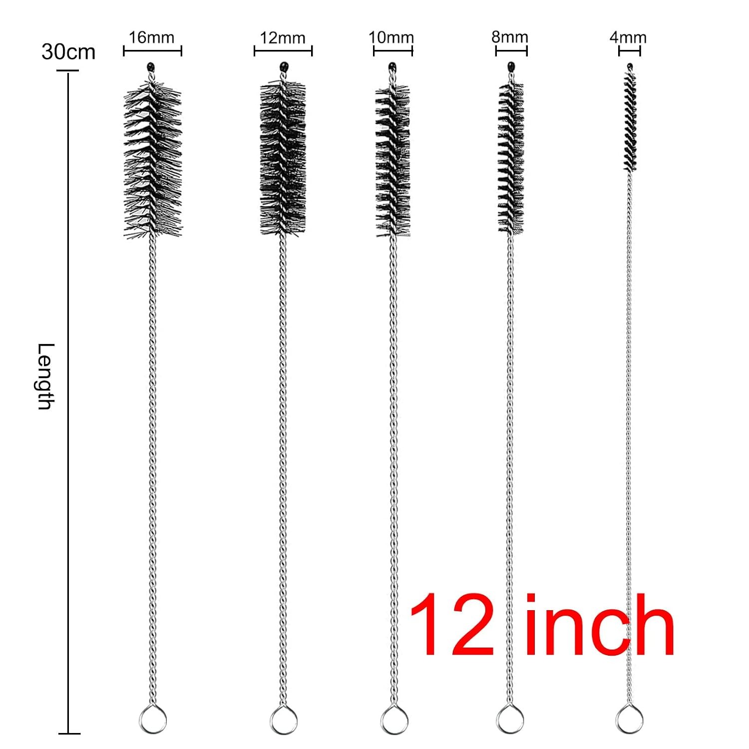 Extra Long 12 Inch Long Straw Cleaner Brush 10 PCS Bristle Diam Cleaning Brush
