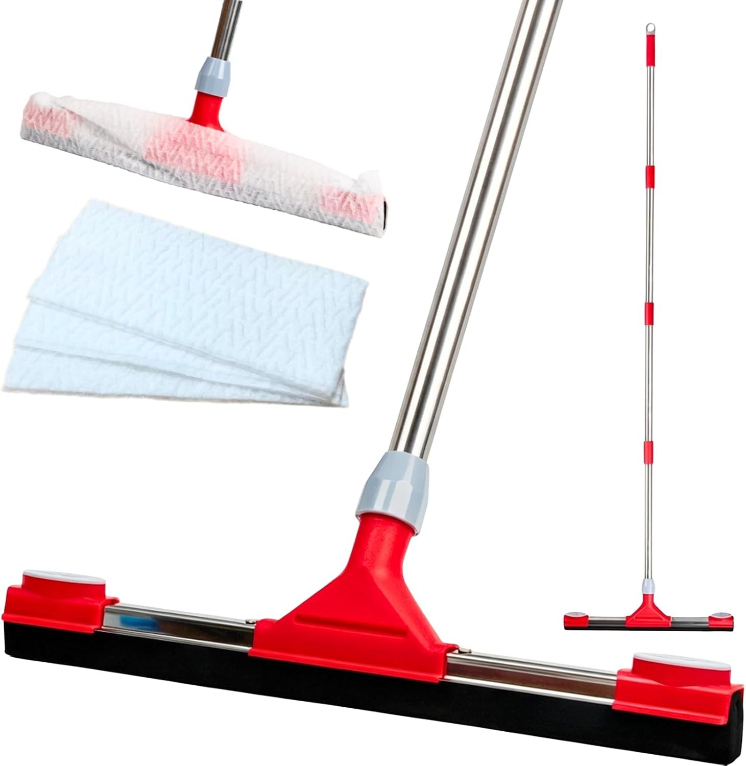 Heavy Duty Floor Squeegee for Concrete Floor – 17.3” EVA Foam Blade with Bui…
