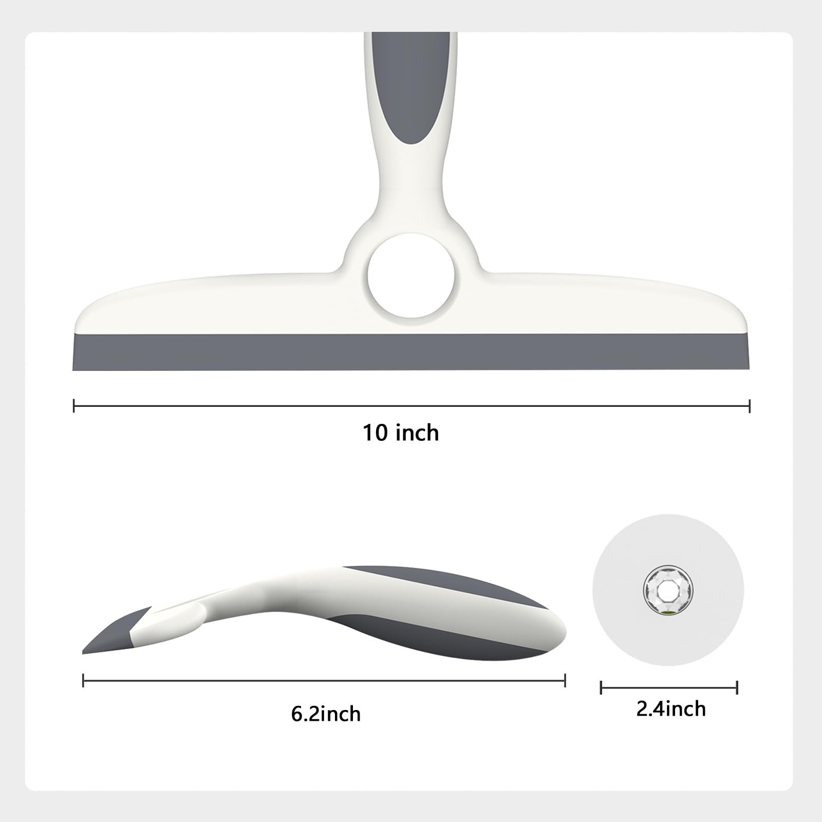 10 Inch Gray Shower Squeegee with Adhesive Hook Pack of 2