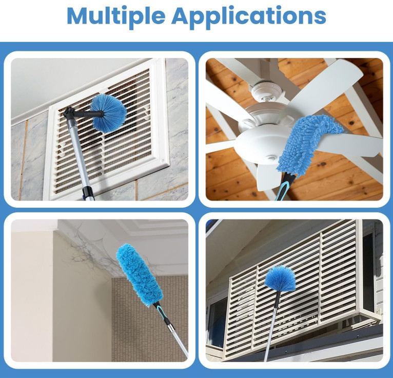 Kit limpiador techos altos 25 pies con poste extensible, plumero y escobilla