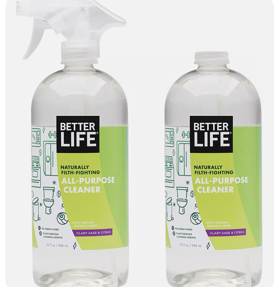 Better Life Natural All-Purpose Cleaner, Safe Around Kids & Pets, Clary Sage & 2