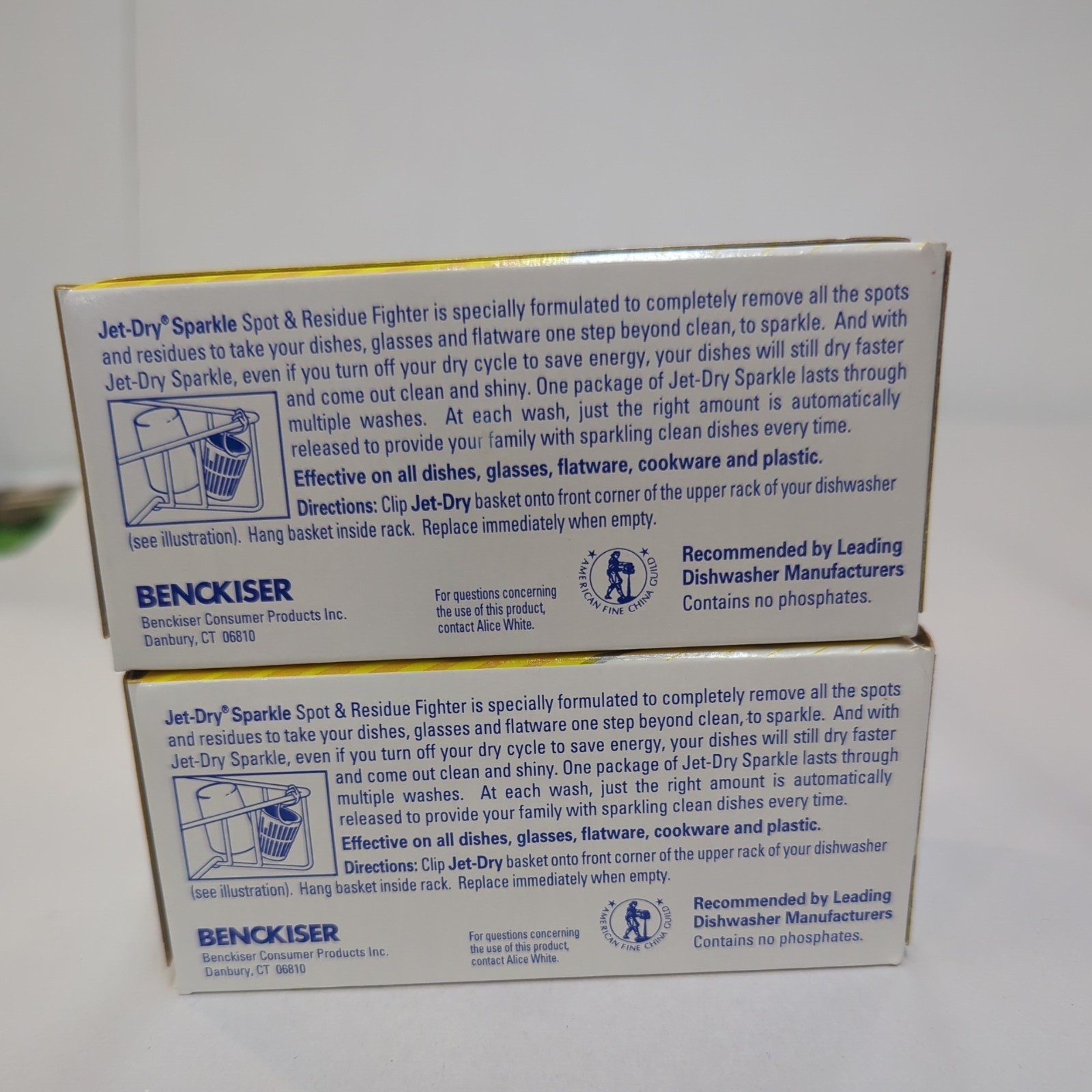 Lot of 2 boxes of Jet-Dry Sparkle Solid Rinse Agent (2 Baskets per box)Lemon