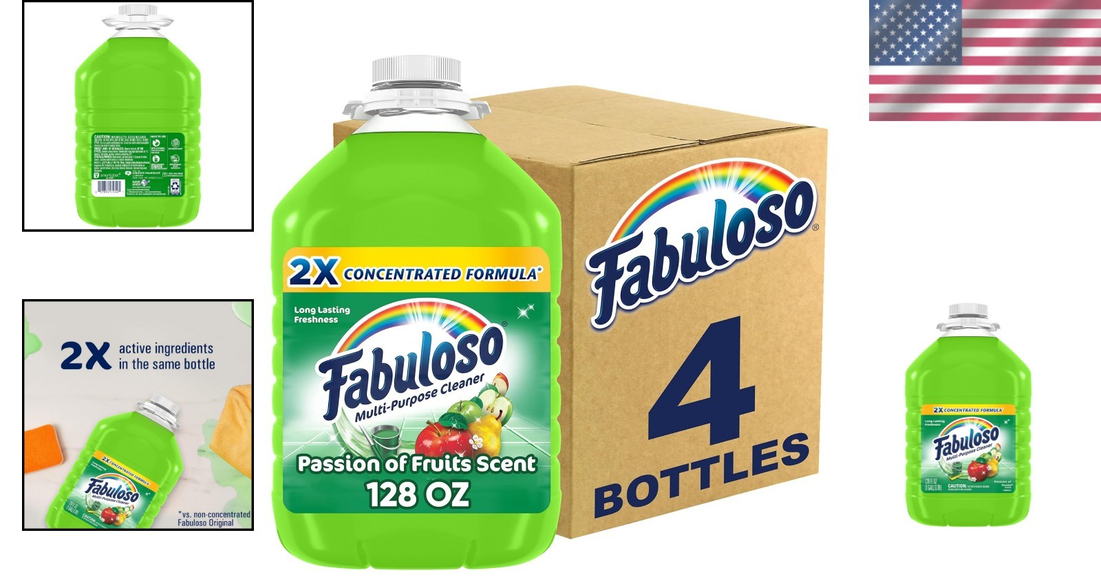 Eco-Friendly 2X Concentrated Cleaner in Passion Fruit Scent – 128 oz, 4 Pack!