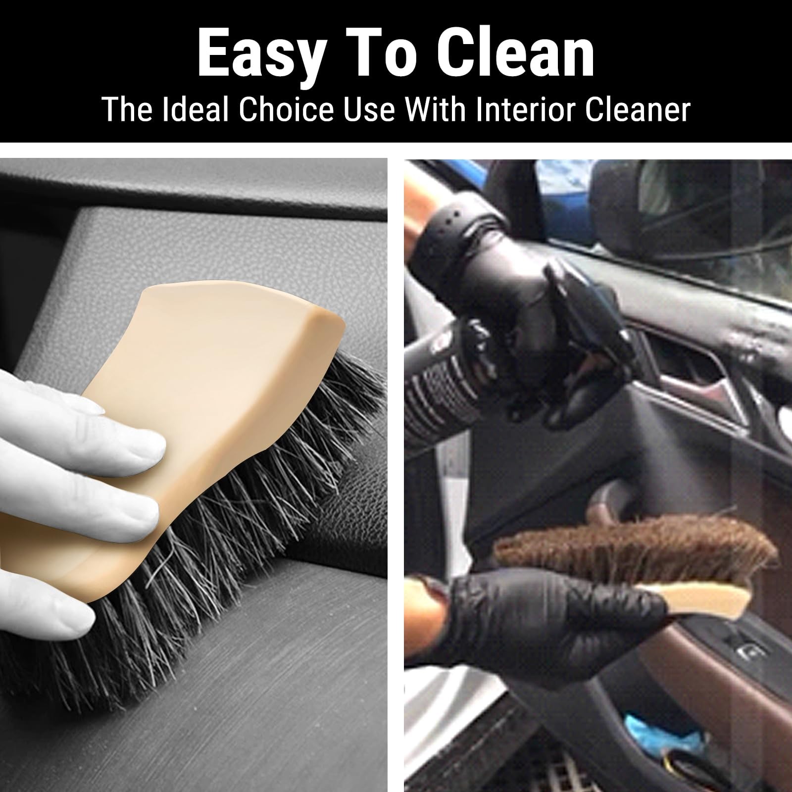 “Long Bristle Horse Hair Brush for Leather, Car Interior, Upholstery & Shoes”