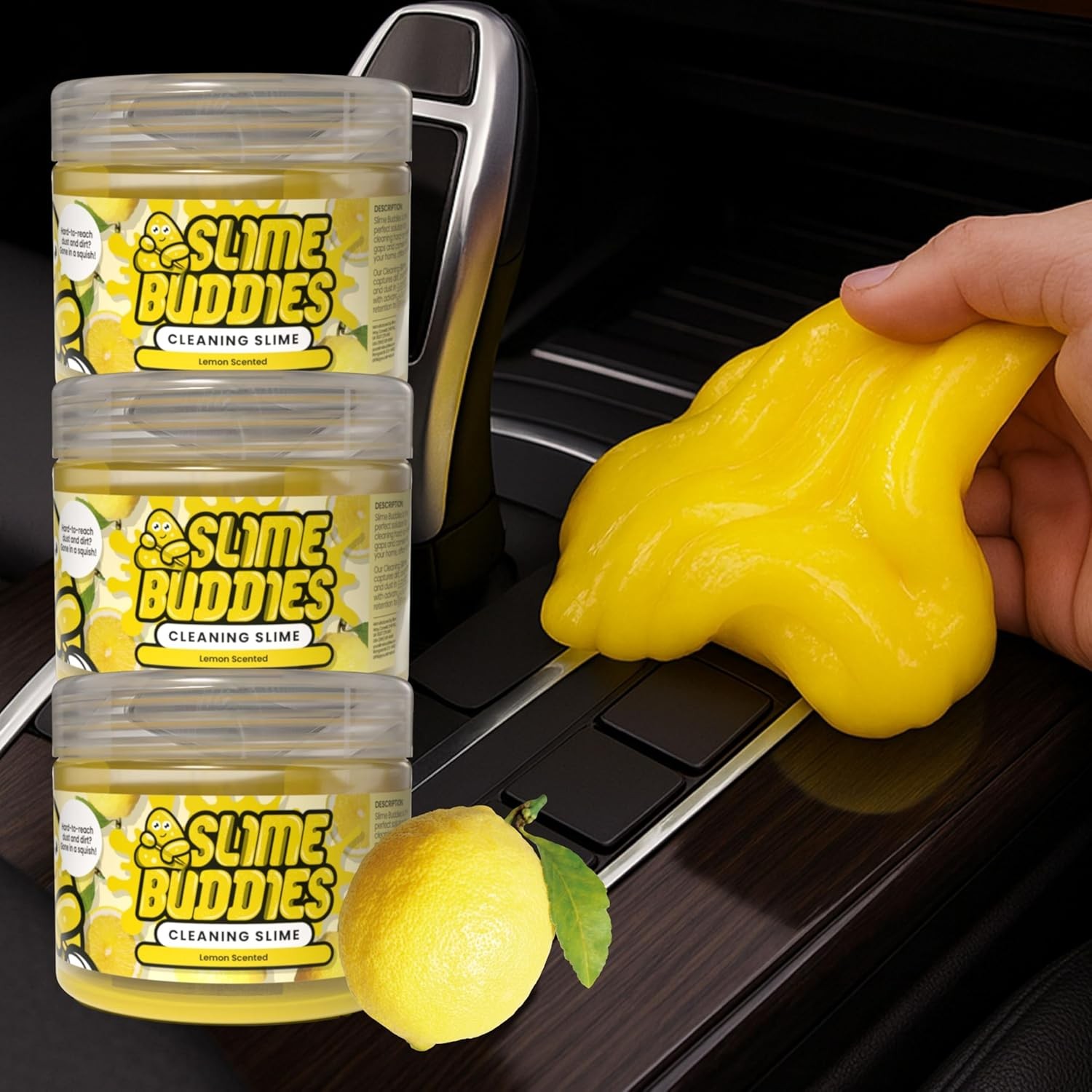 Lemon Scented Car Cleaning Putty 3 Pack Interior Detailing Gel Slime Buddies
