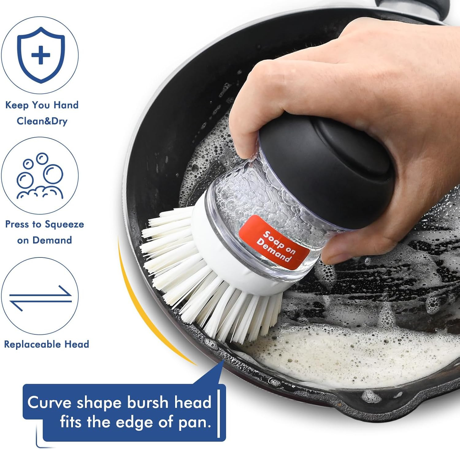 Palm Brush Refills for OXO Soap Dispensing Dish Brush | 4 Pack Cleaning