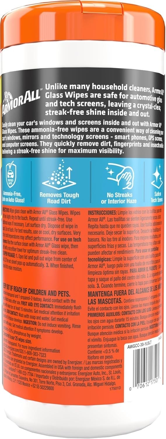 Convenient 30 Count Glass Wipes for Easy Car Cleaning – Streak-Free Finish