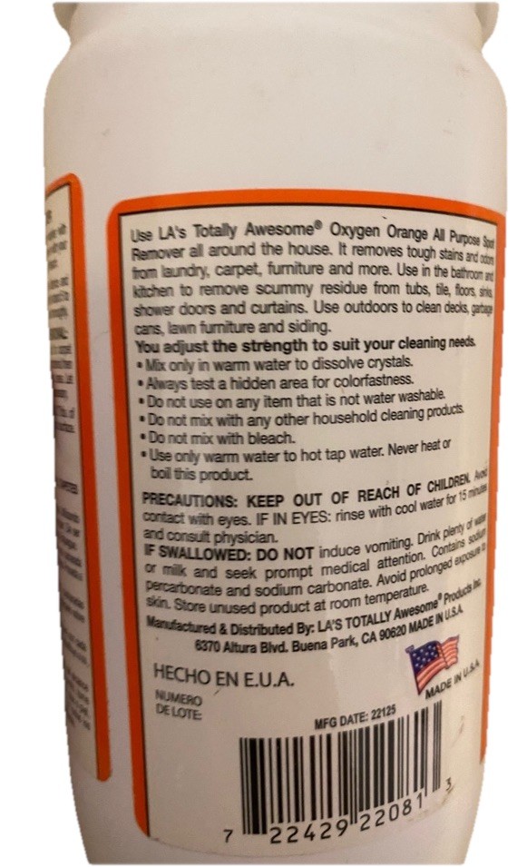 LA’sTotally Awesome Power Oxygen ORANGE Cleaner Chlorine (SEE DESCRIPTION) RER