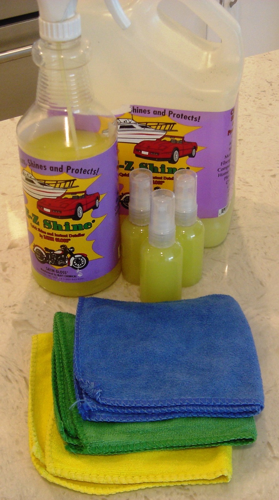 EZ SHINE 2oz Spray Bottle 100% genuine sample from 1 gallon & MICRO FIBER TOWEL