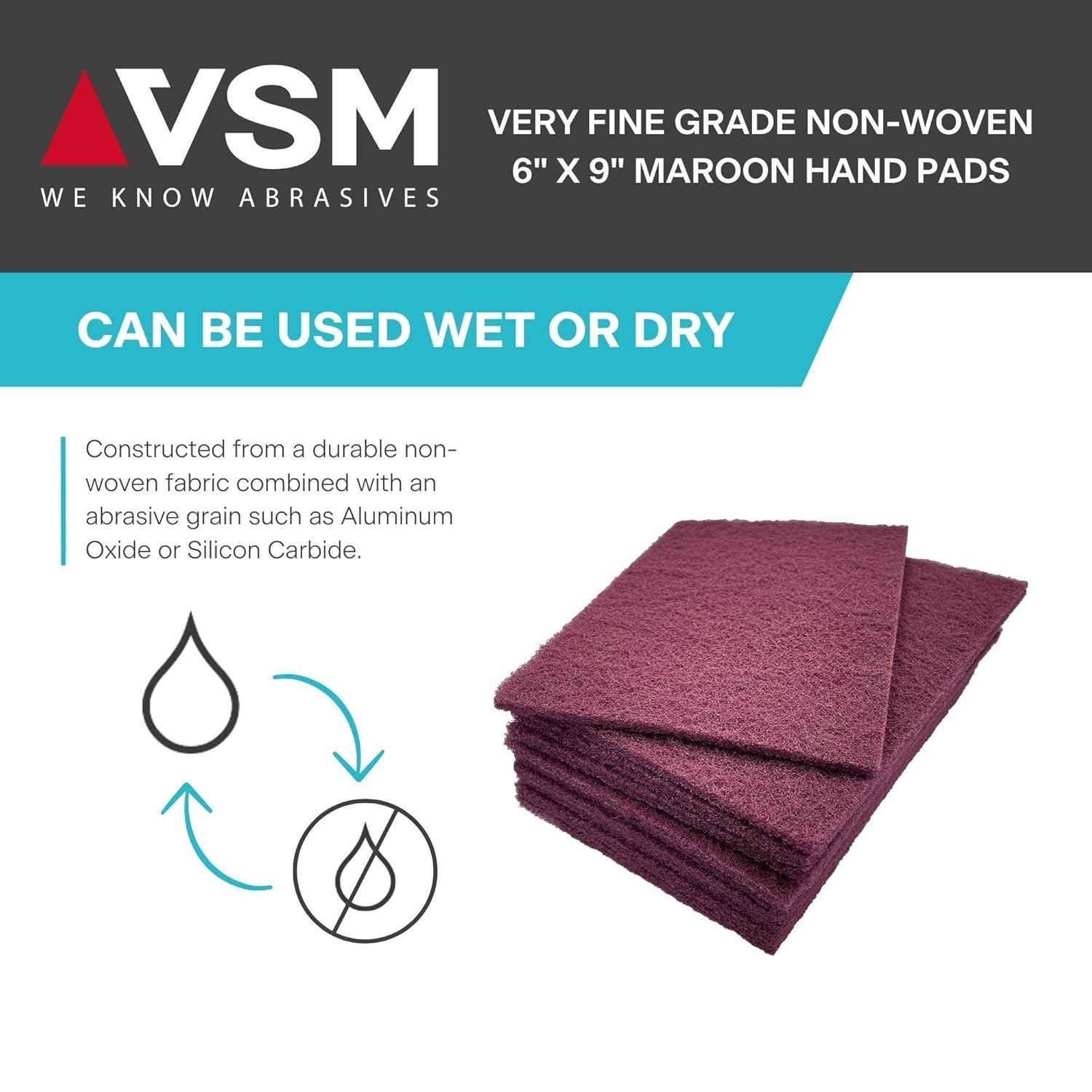 Durable 6″ x 9″ Very Fine Aluminum Oxide Pads – 10-Pack for Finishing & Cleaning