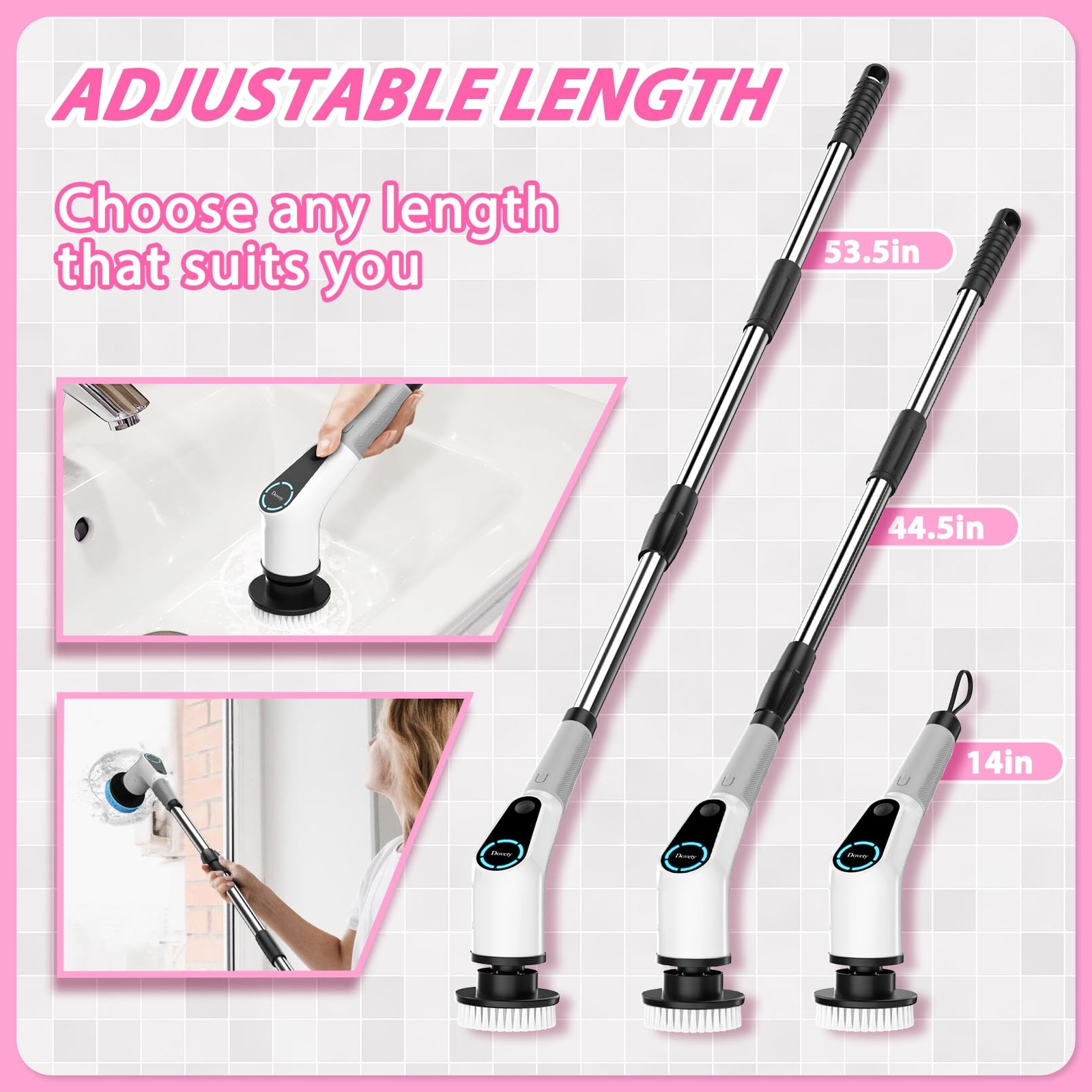 Dovety Electric Spin Scrubber Cordless Cleaning Brush Shower Scrubber with 8 …