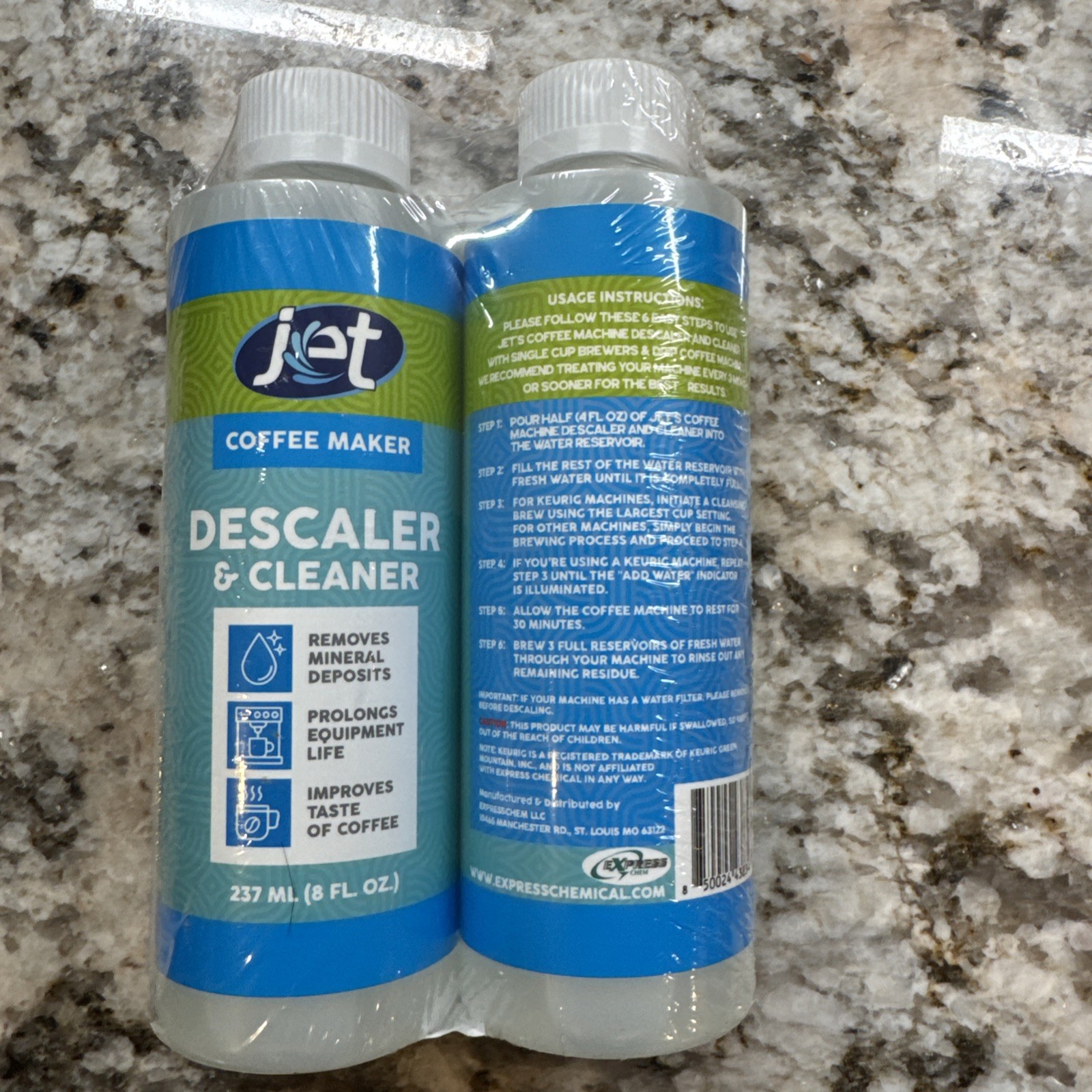 Jet Coffee Maker Descaler Cleaner 2 Pack 8oz Removes Mineral Deposits Improves F