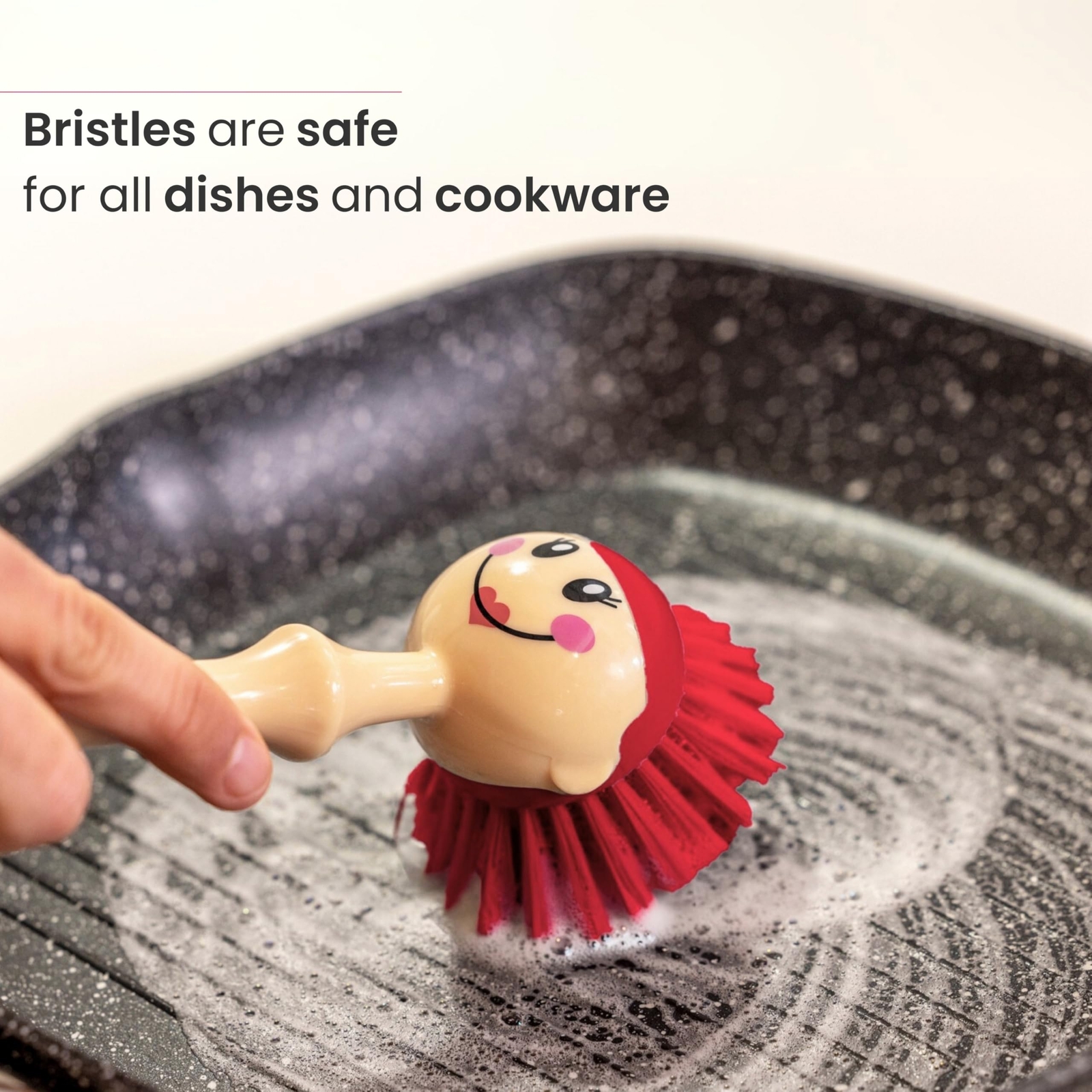 Dolls Dish Brush With Ergonomic Handle And Dresshaped Storage Holder Scrub Brush