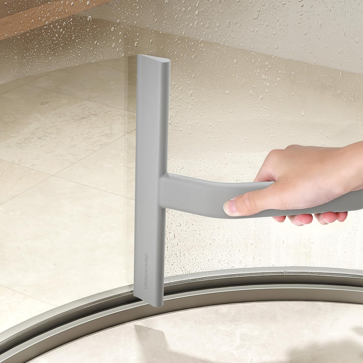 Dancemoon Justhang Shower Squeegee for Glass Doors, All-In-One Piece Silicone Sq