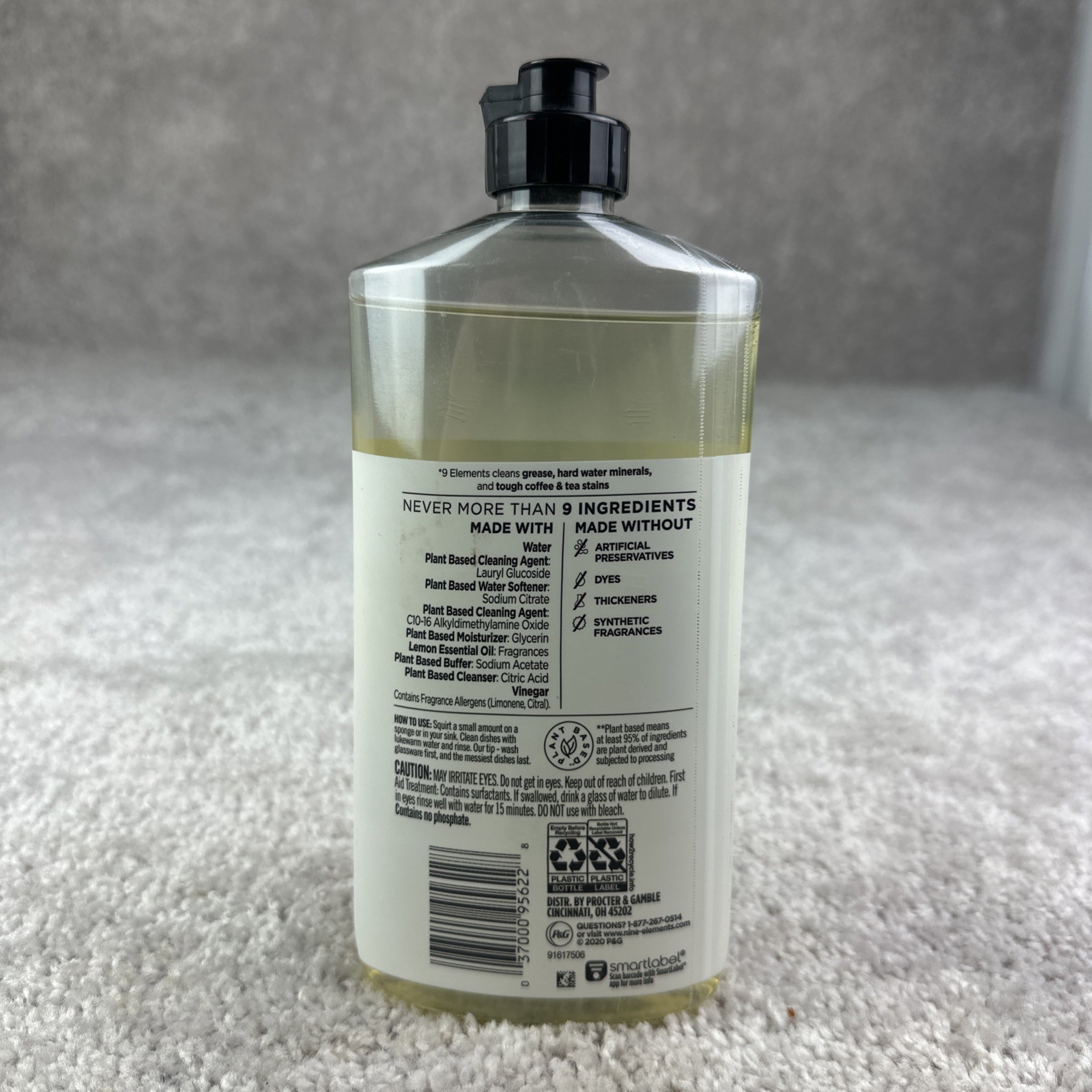 9 Elements Vinegar Powered Dish Soap 16 oz – Lemon Scent