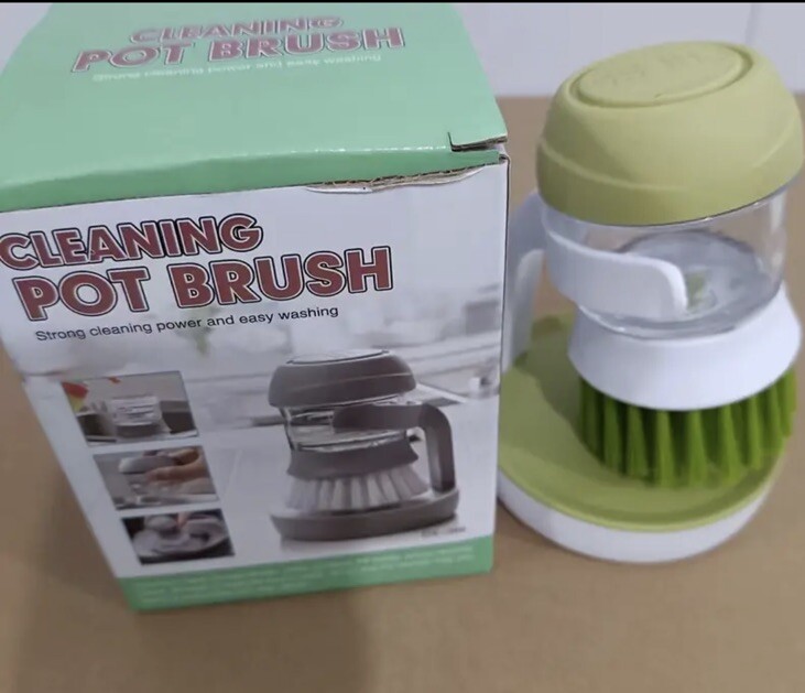 Dish Scrub Brush with Soap Dispenser – Palm Scrub Washing Brush for Dishes Pots