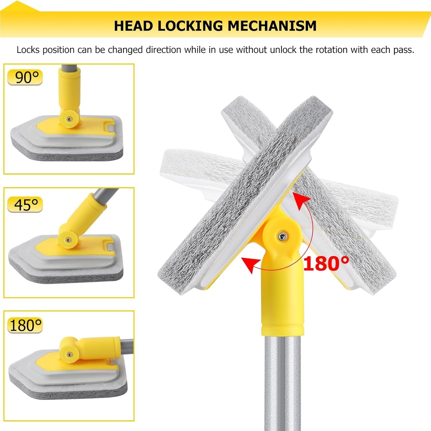 3-in-1 Shower and Tile Scrub Brush with Locking Head – Ideal for All Surfaces
