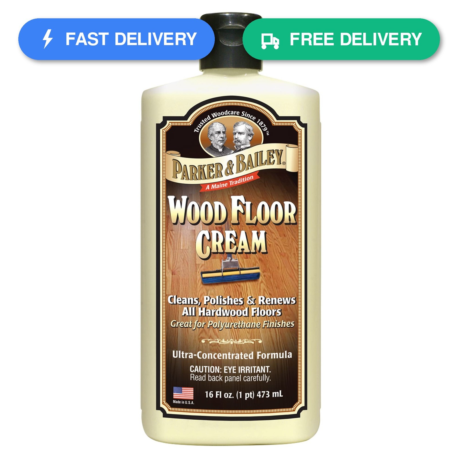 Parker & Bailey Wood Floor Cream Cleaner for Hardwood Laminate Faux Floors – 16