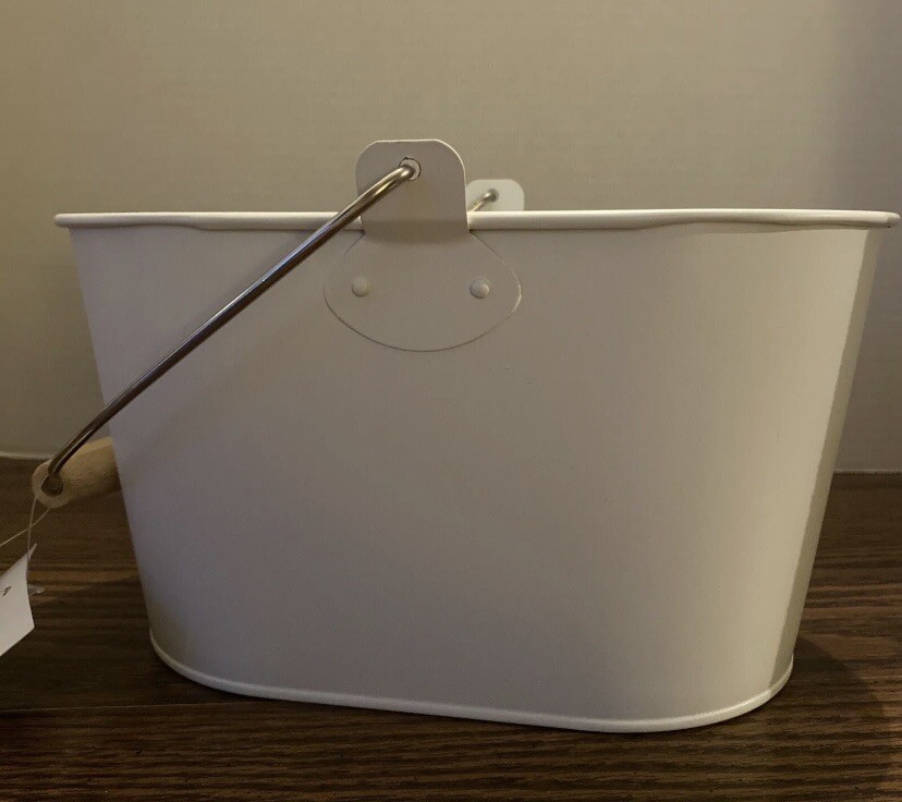 GROVE COLLABORATIVE – MATTE WHITE CLEANING CADDY TIN BUCKET – New