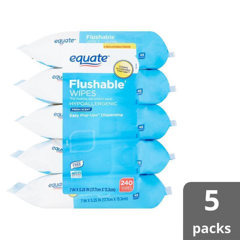 Moist Refreshing Clean Flushable Wipes Hypoallergenic Aloe Vitamin E 240 Total