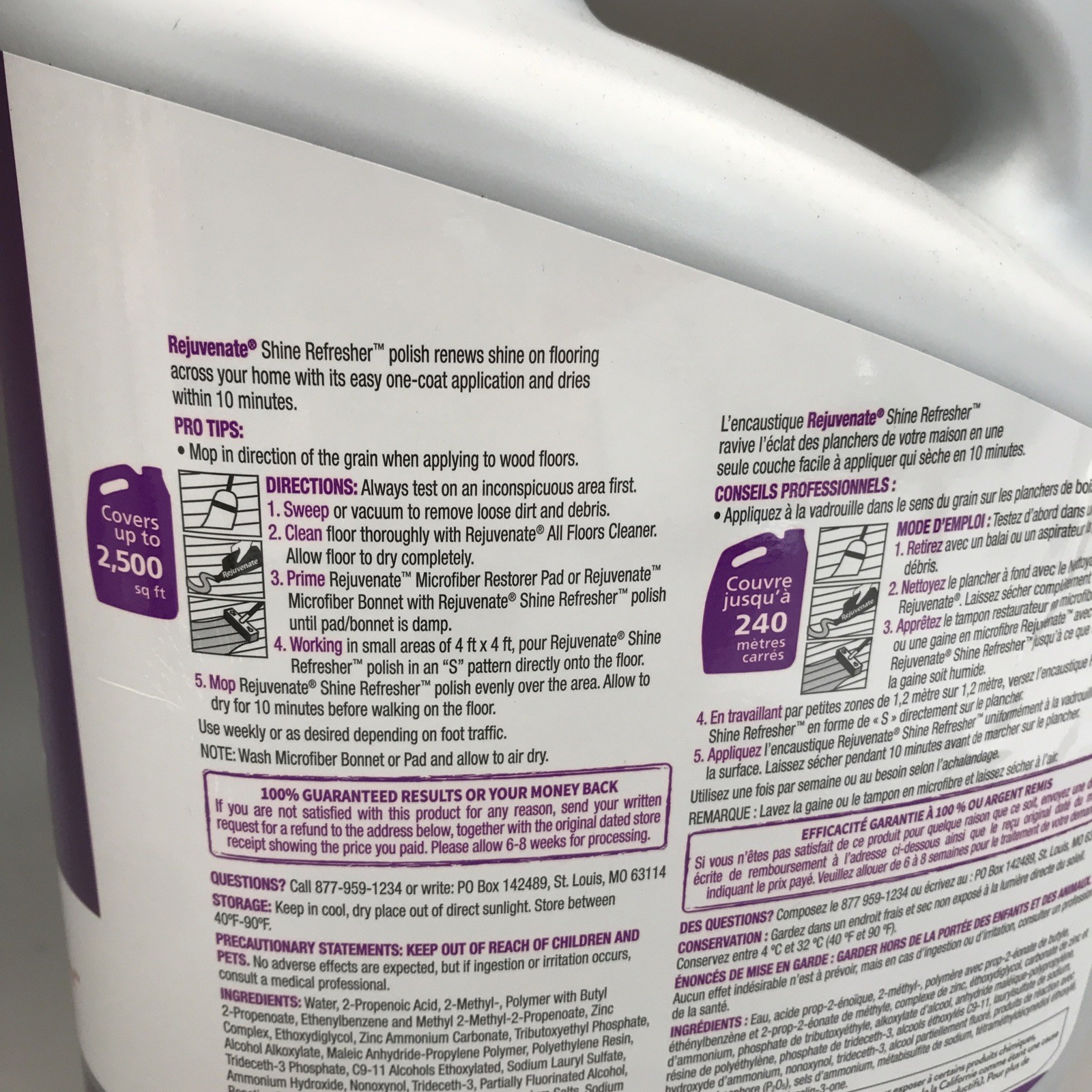 Rejuvenate Shine Refresher 1 Gallon One Step Floor Polish 128oz New