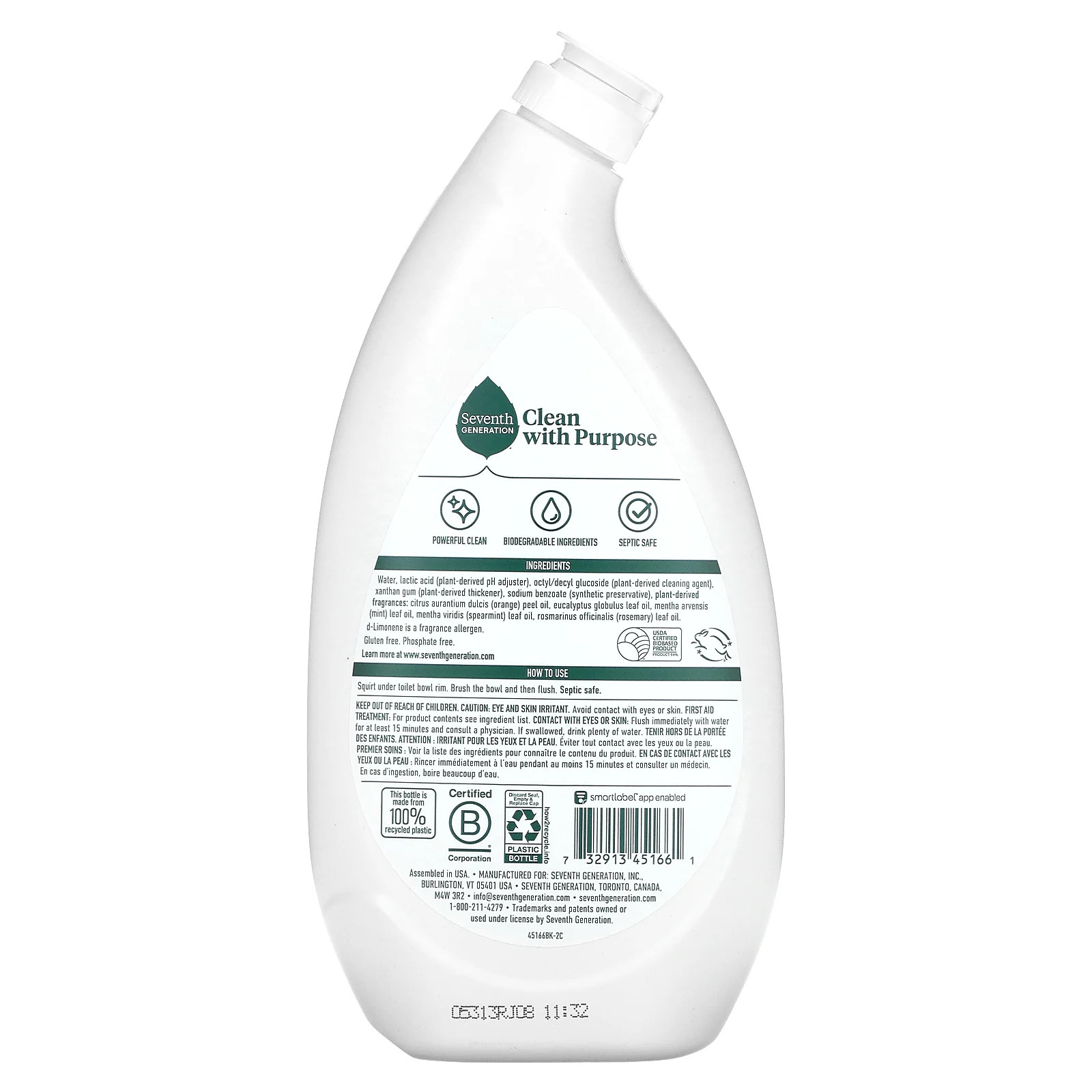 Toilet Bowl Cleaner, Fresh Mint, 24 fl oz (709 ml)