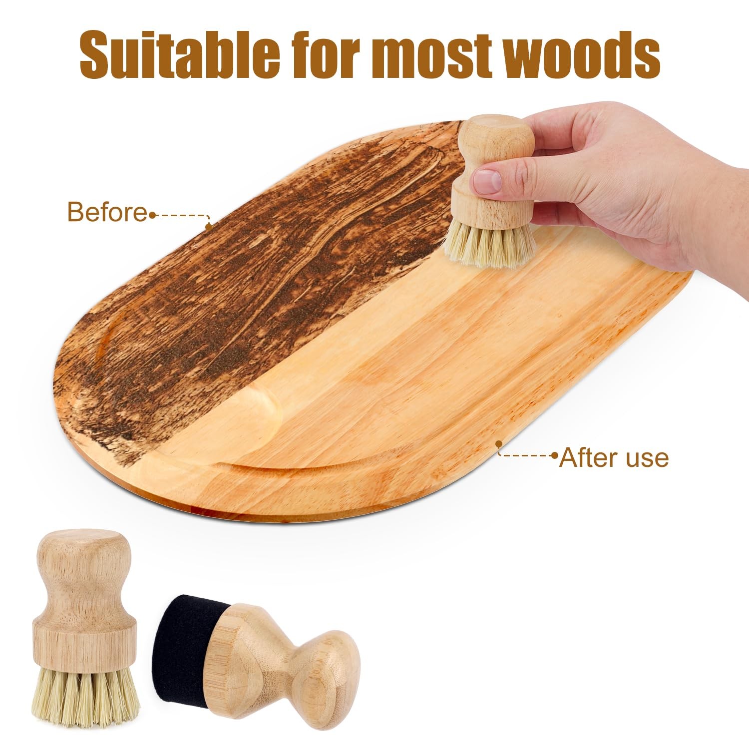 Cutting Board Oil Wax Applicator and Scrub Brush, Butcher Block Wax Applicato…
