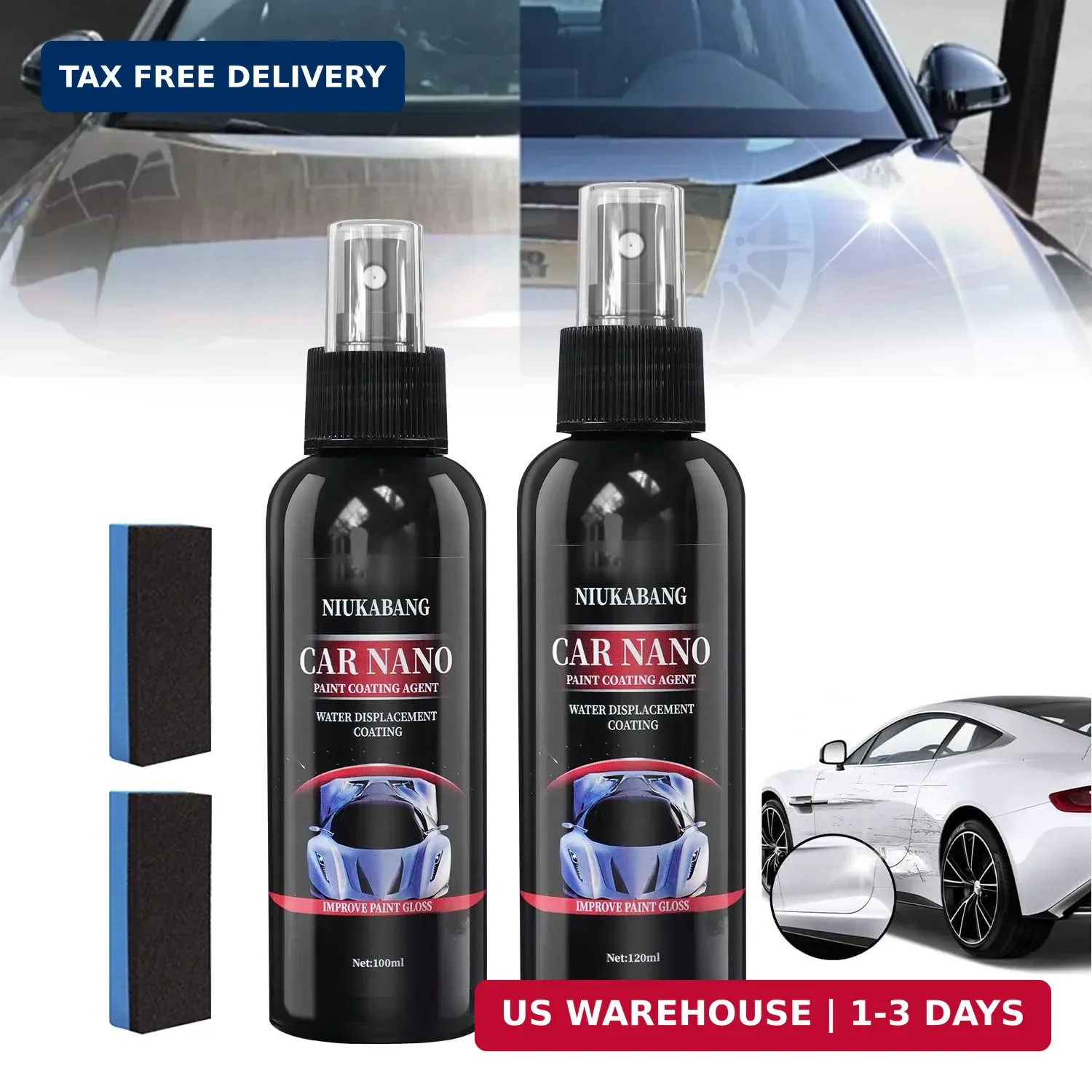 Instant Scratch Repair & Hydrophobic Coating – 2PCS Nurafix Car Nano Spray 240ml