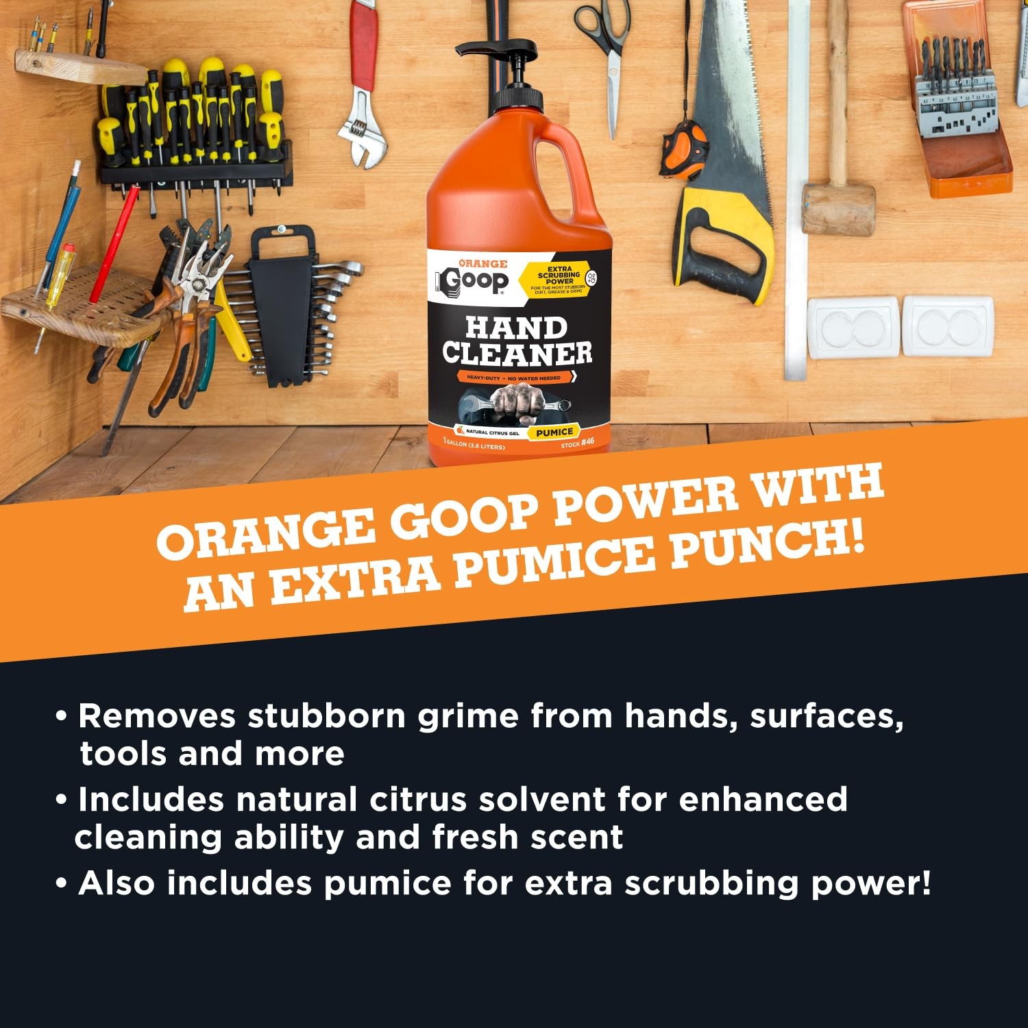 Orange Liquid with Pumice Multi-Purpose Waterless Hand Cleaner – 1 Gallon Pum…
