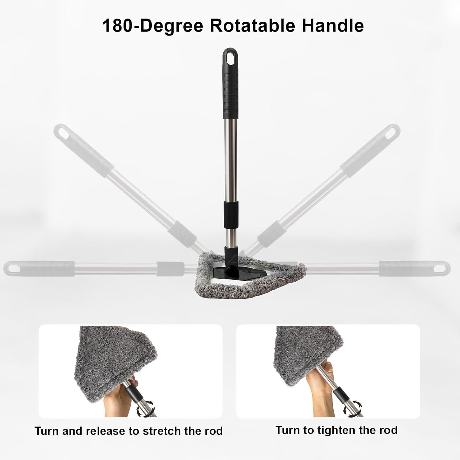 Windshield Car Cleaning Tool, 13-16.7-inch Extendable Handle with 180-Degree …