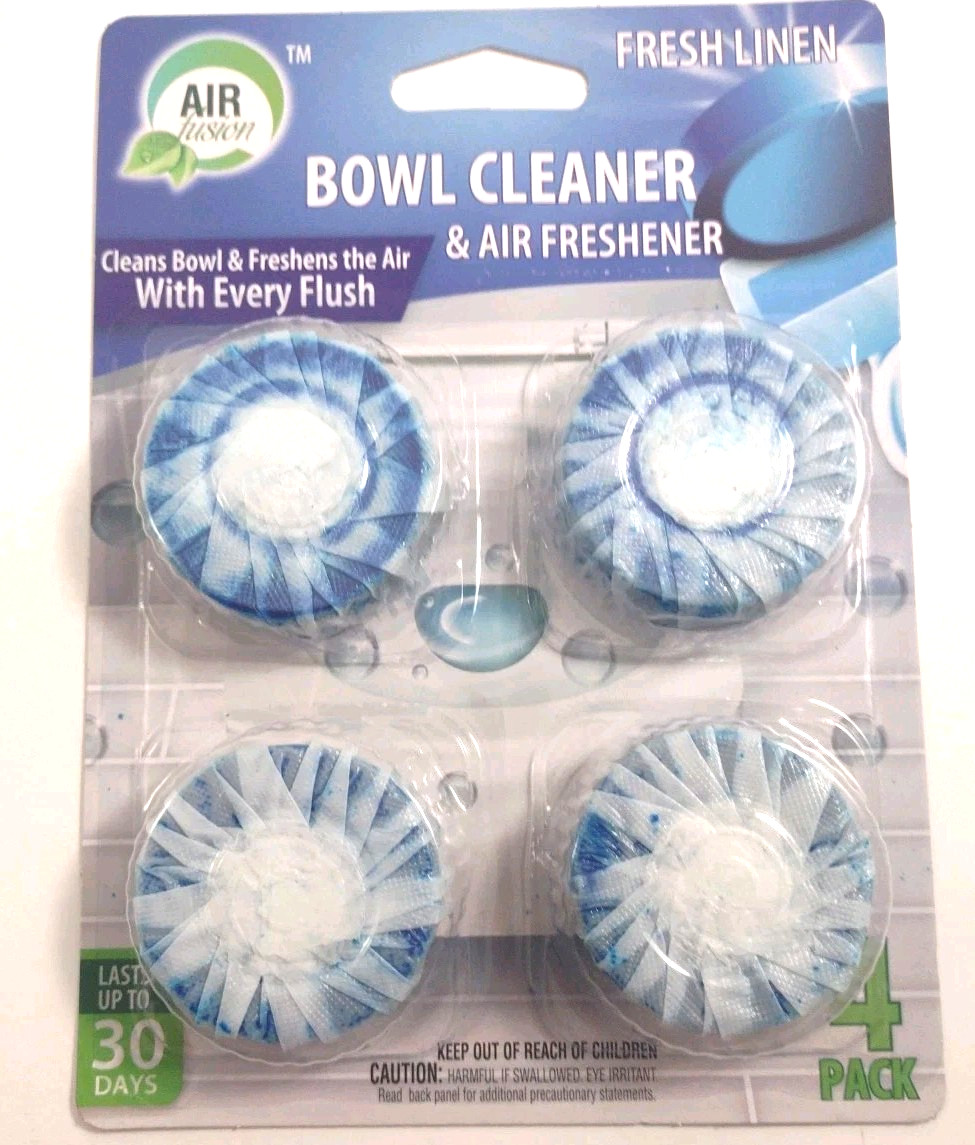 Toilet Bowl Cleaner Air Fusion Fresh Linen Tablets 4 Pack Deodorizer Lot Of 2