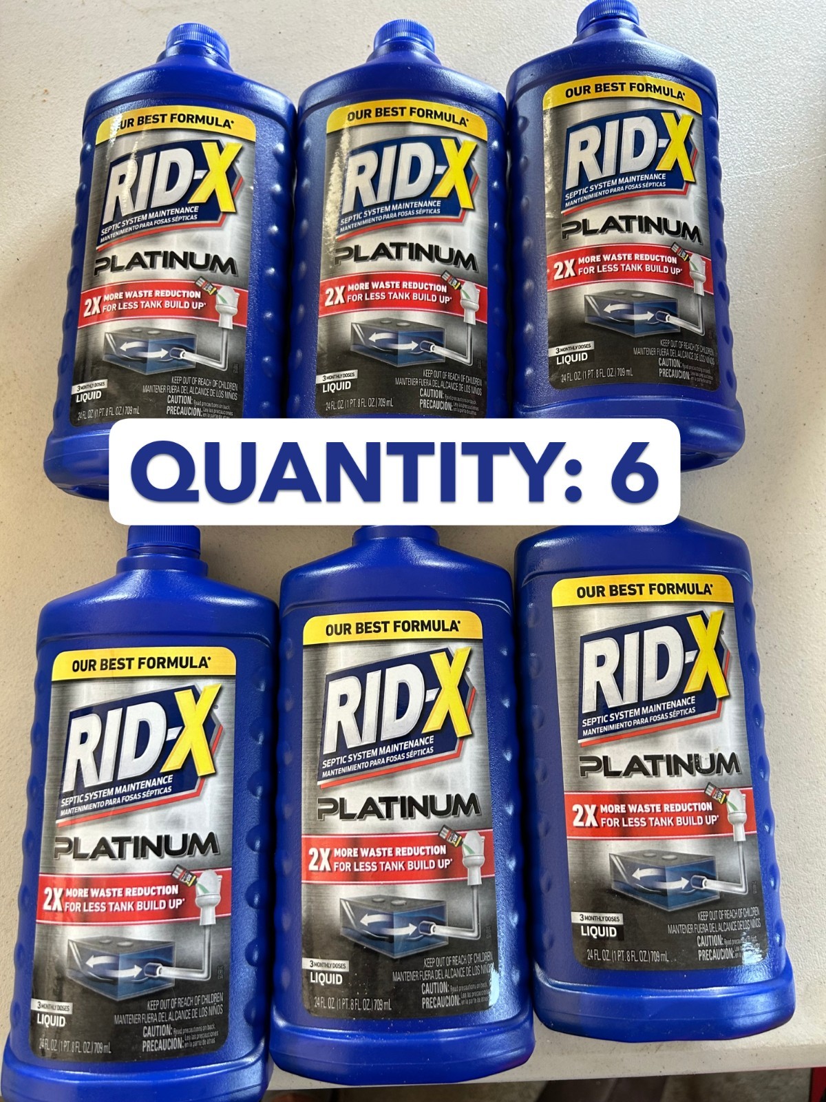 6-PACK LOT Rid-X Septic Tank Treatment Platinum Liquid 3 Month Supply Formula