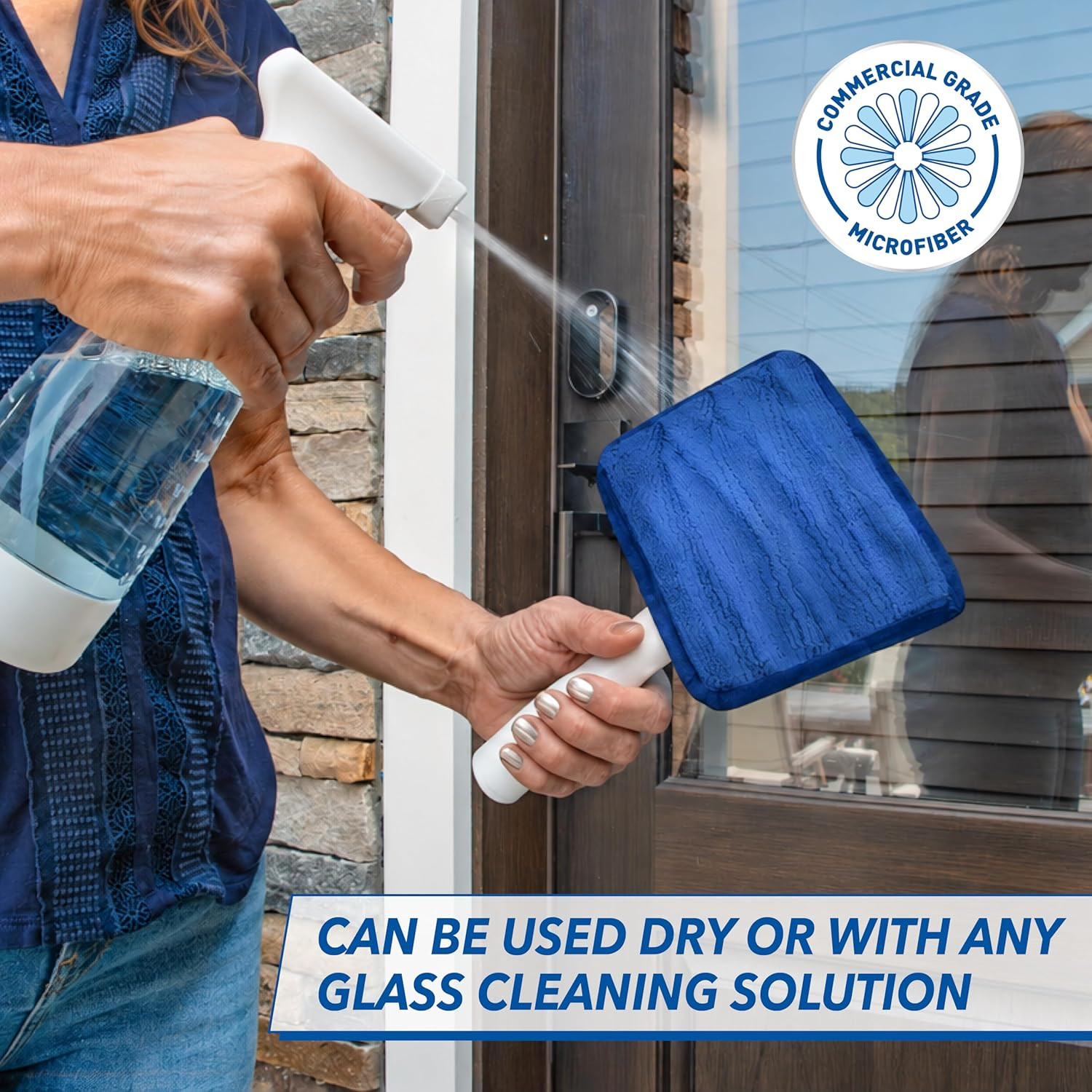Speed Clean with 4Ft Pole and Extra Reusable Pads, Indoor Window Cleaner, Househ