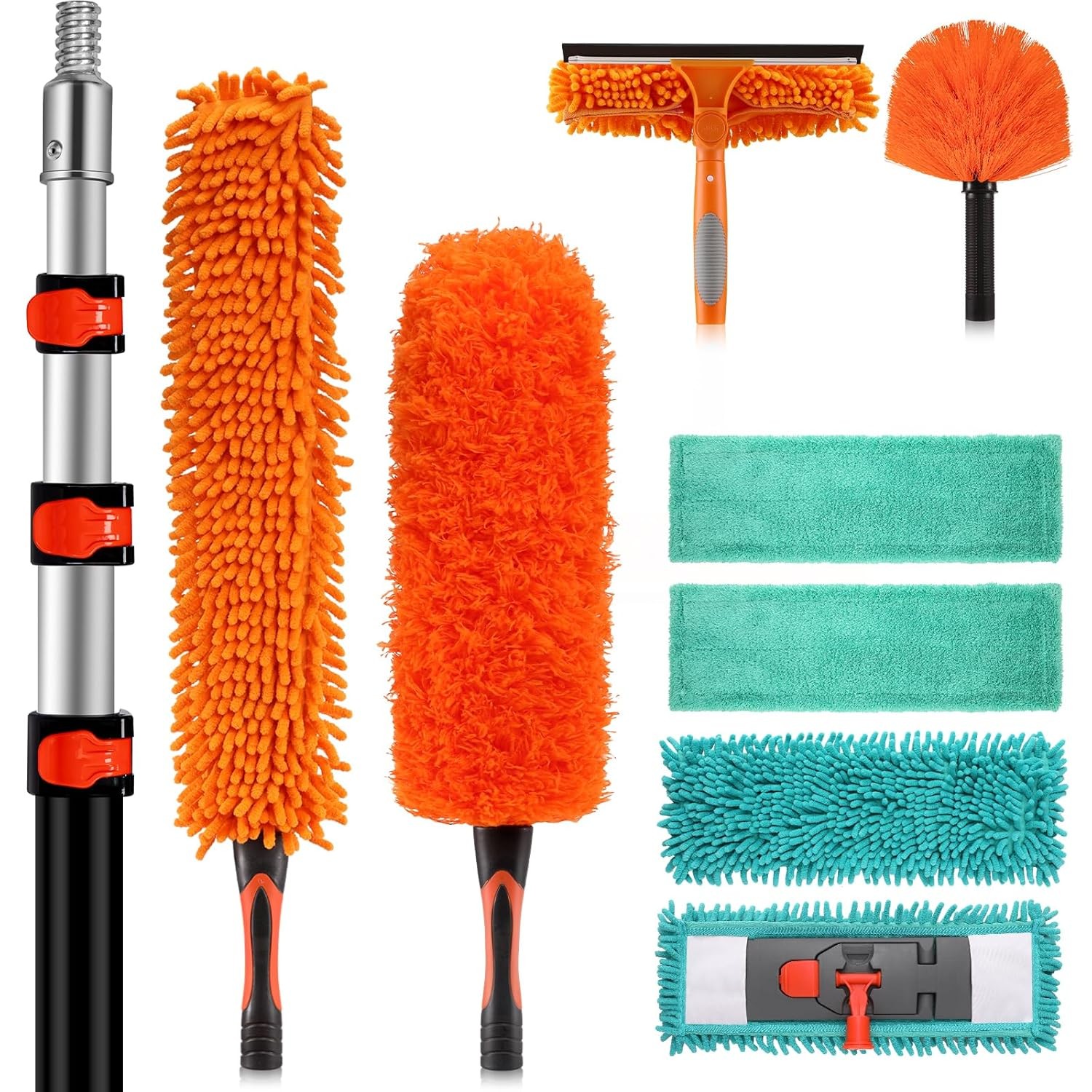 20ft High Ceiling Duster Kit Heavy Duty Extension Pole Cobweb Duster 4-12ft