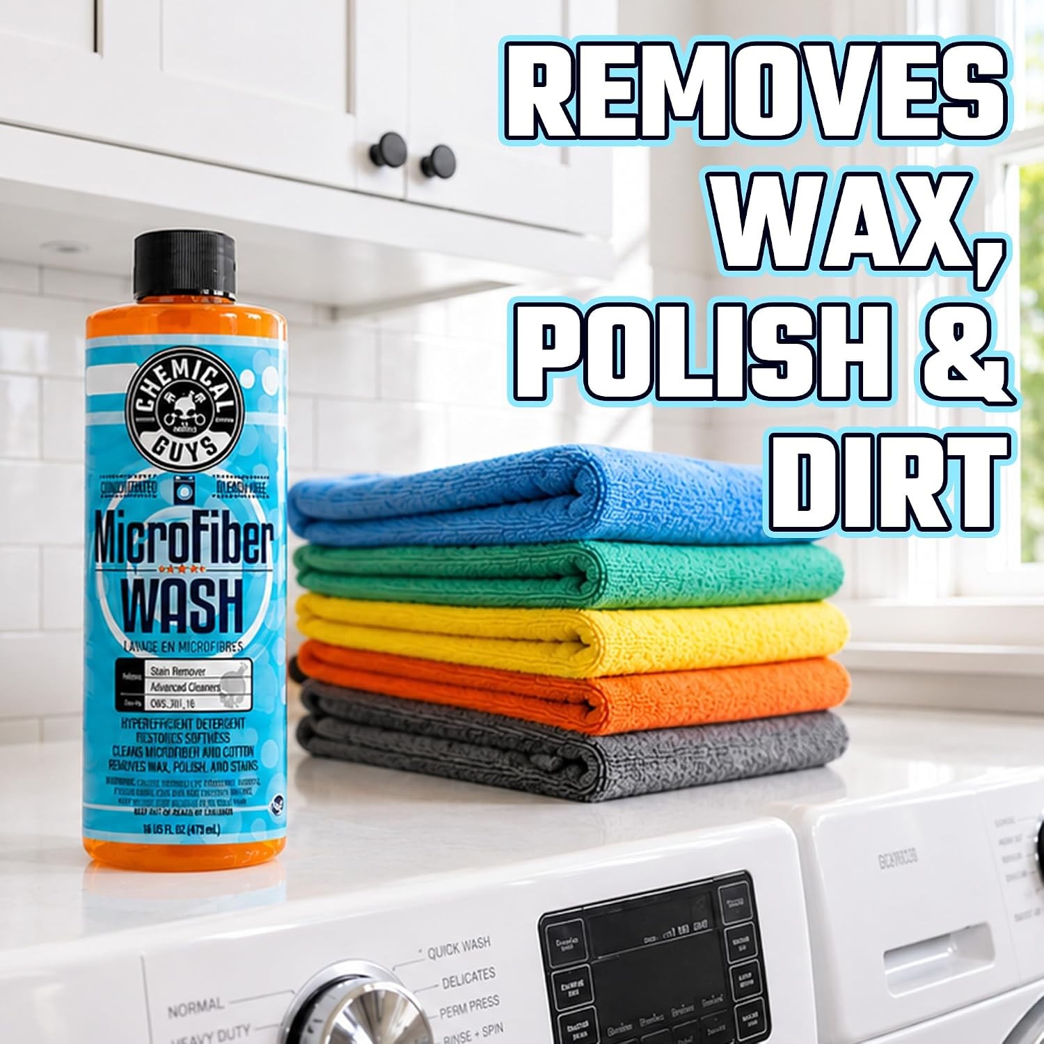 Microfiber Wash & Towel Detergent, Deep Clean, Orange, 16 oz | Concentrated