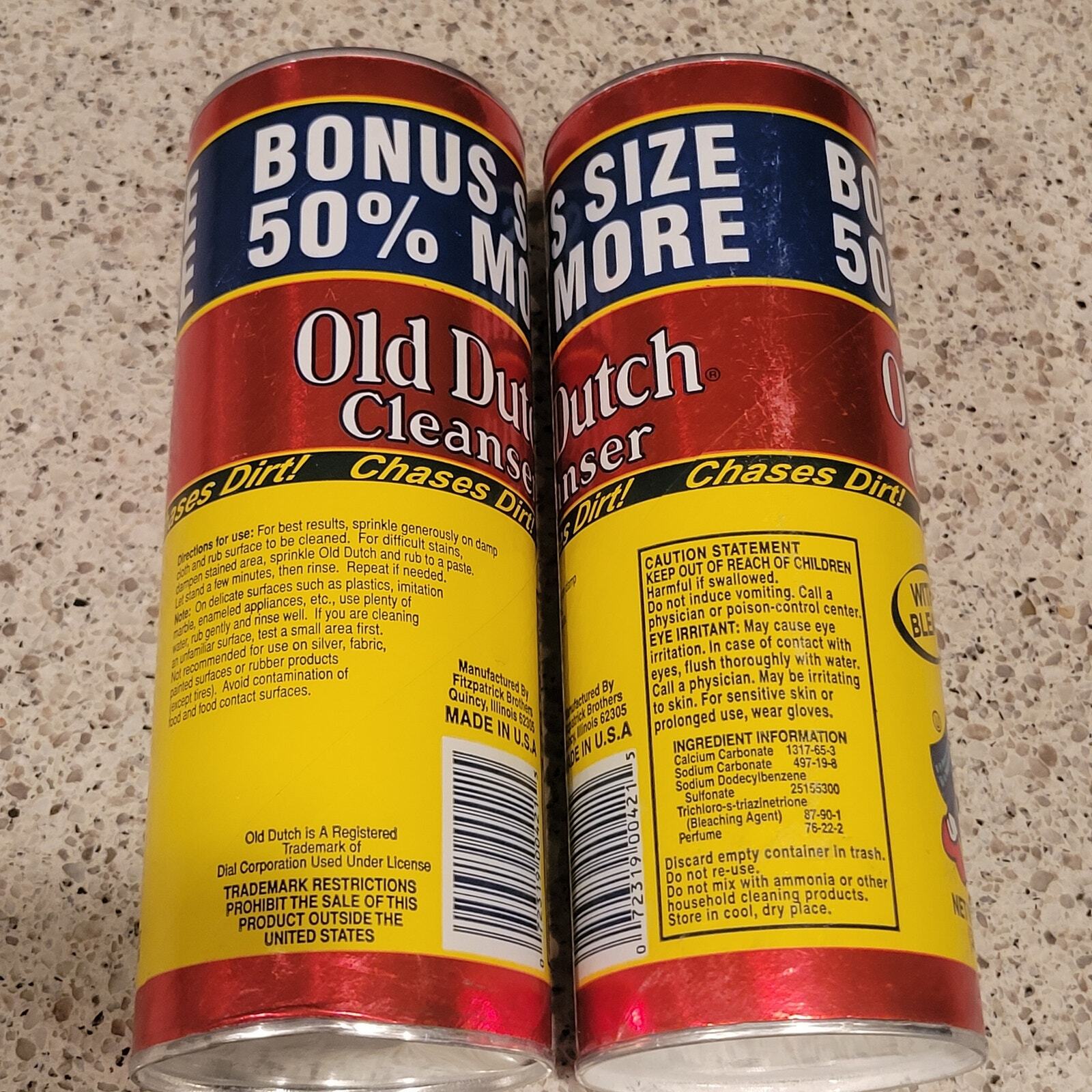 VTG 90s OLD DUTCH Powdered Cleanser w/ Bleach 21oz BONUS x2 Unopened Can USA NOS