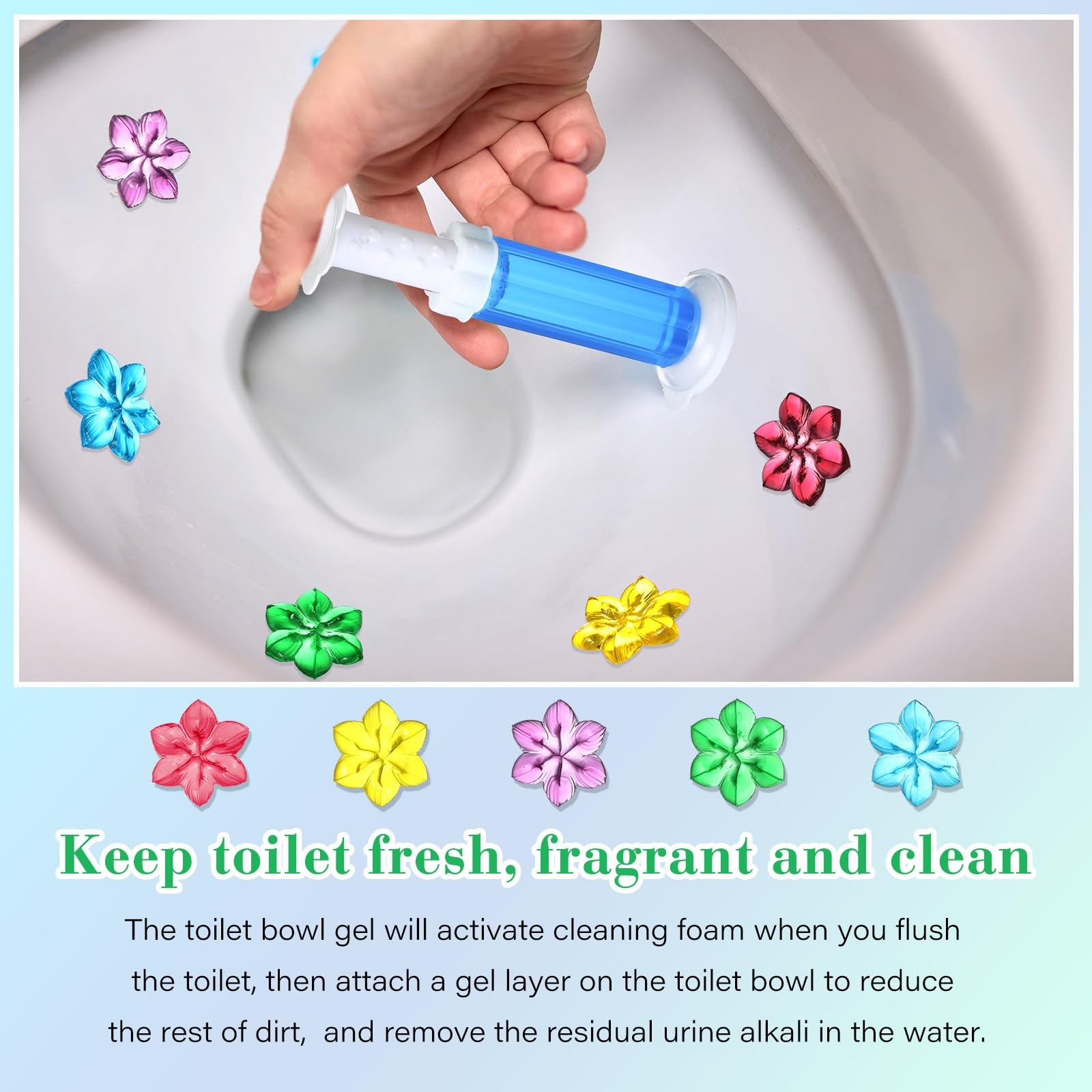 5 Pcs Gels 70 Count 5 Kinds Flower Stamp Bowl Scent Stain Removal Cleaner Fre…