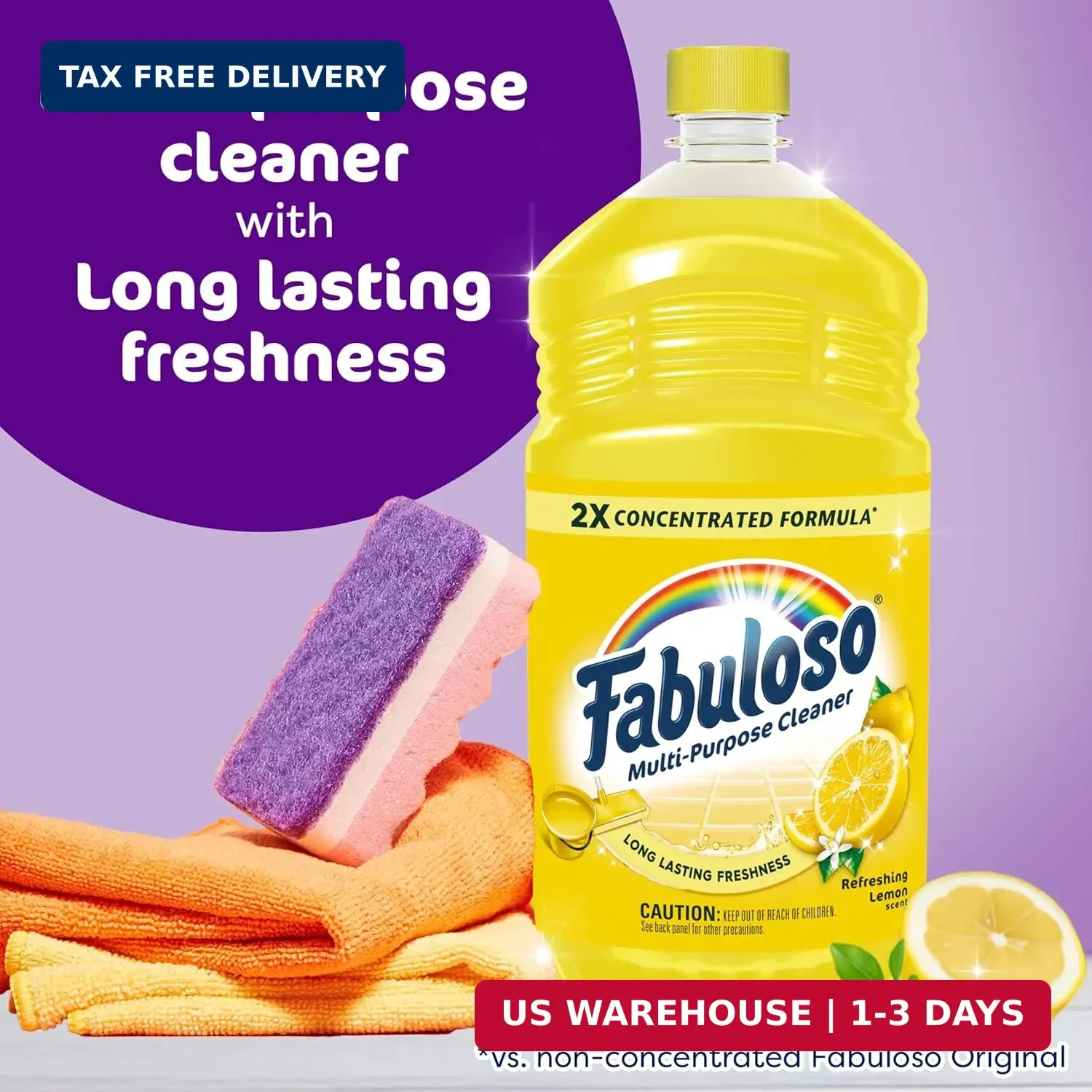Fabuloso Multi-Purpose Cleaner, 2X Concentrated Formula, Refreshing Lemon Scent,