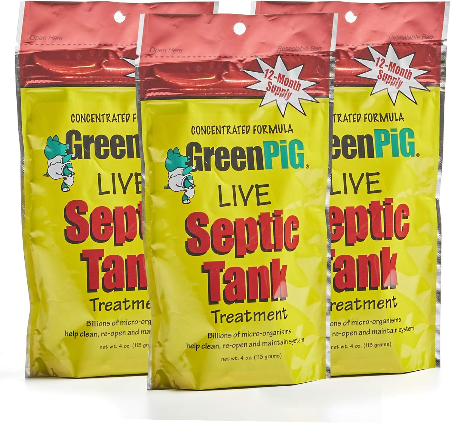 Septic Tank Treatment Enzyme Packets 3 Year Supply (12 Packets)