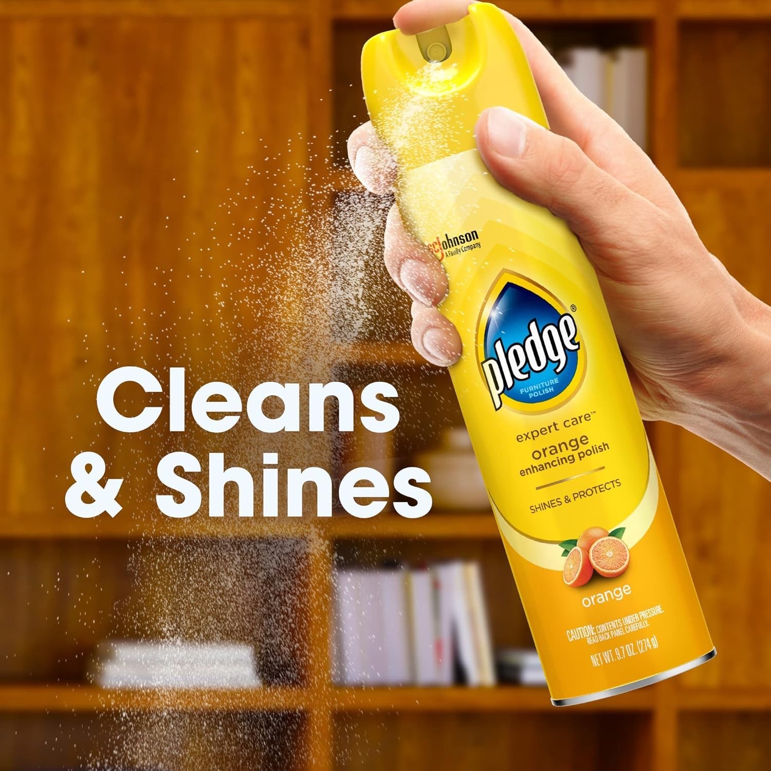 Expert Care 9.7oz Pledge Orange Polish – Streak-Free Wood Cleaner