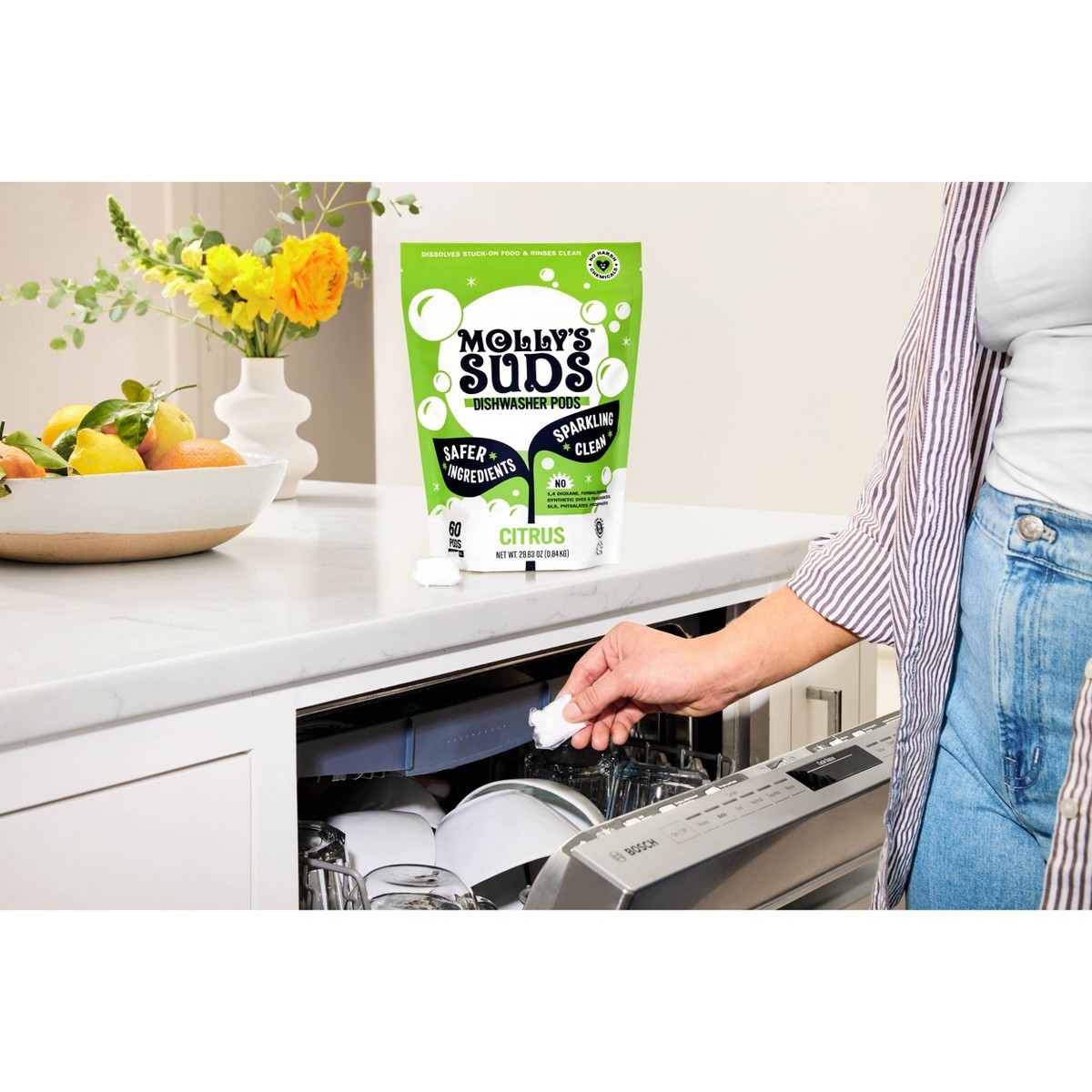 Molly’s Suds Dishwasher Detergent Pods – Citrus – 45ct: Dye-Free, Paraben-Free