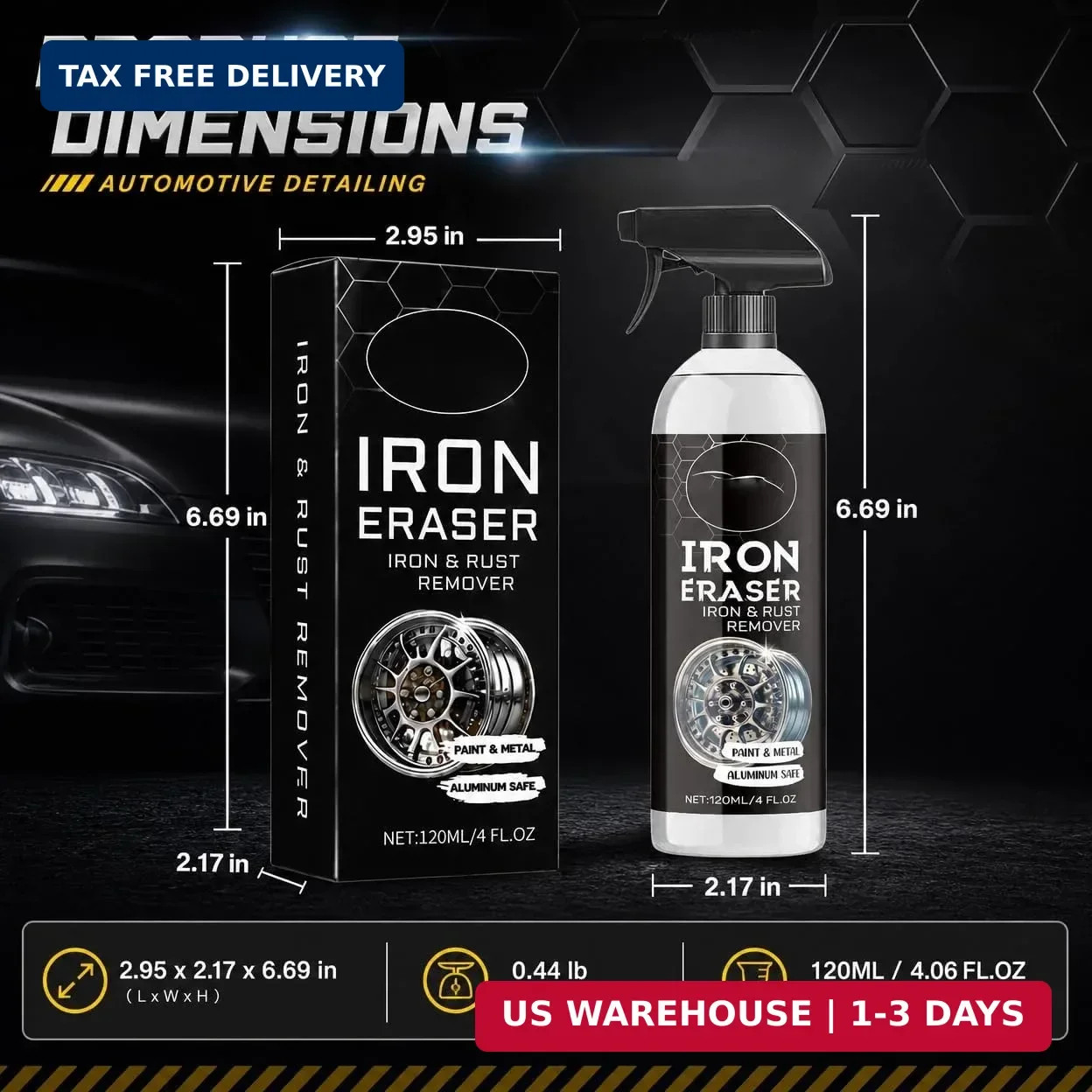 120ml Fast Iron and Rust Remover Spray for Cars, Wheels, Paint and Metal | 120ml