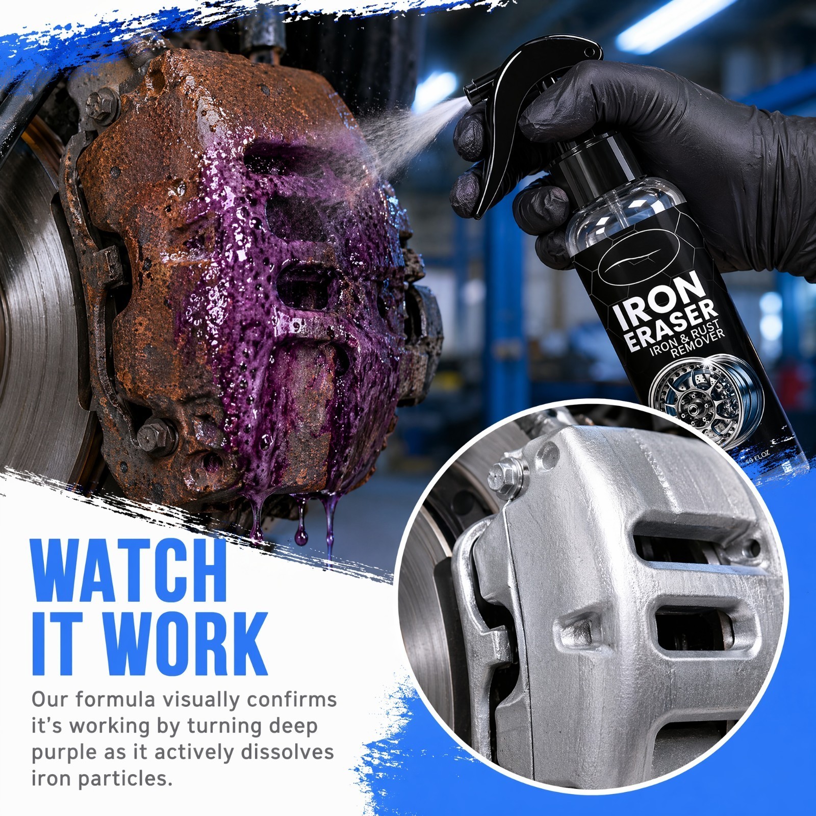 Iron Eraser Rust Remover Spray, Car Wheel Paint Brake Dust Fast Cleaner 120ml