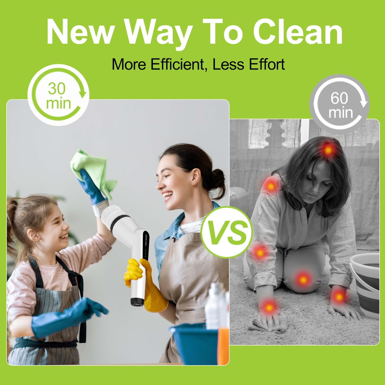 10-in-1 Electric Spin Scrubber with Long Handle – High Torque, Variable Speed, B