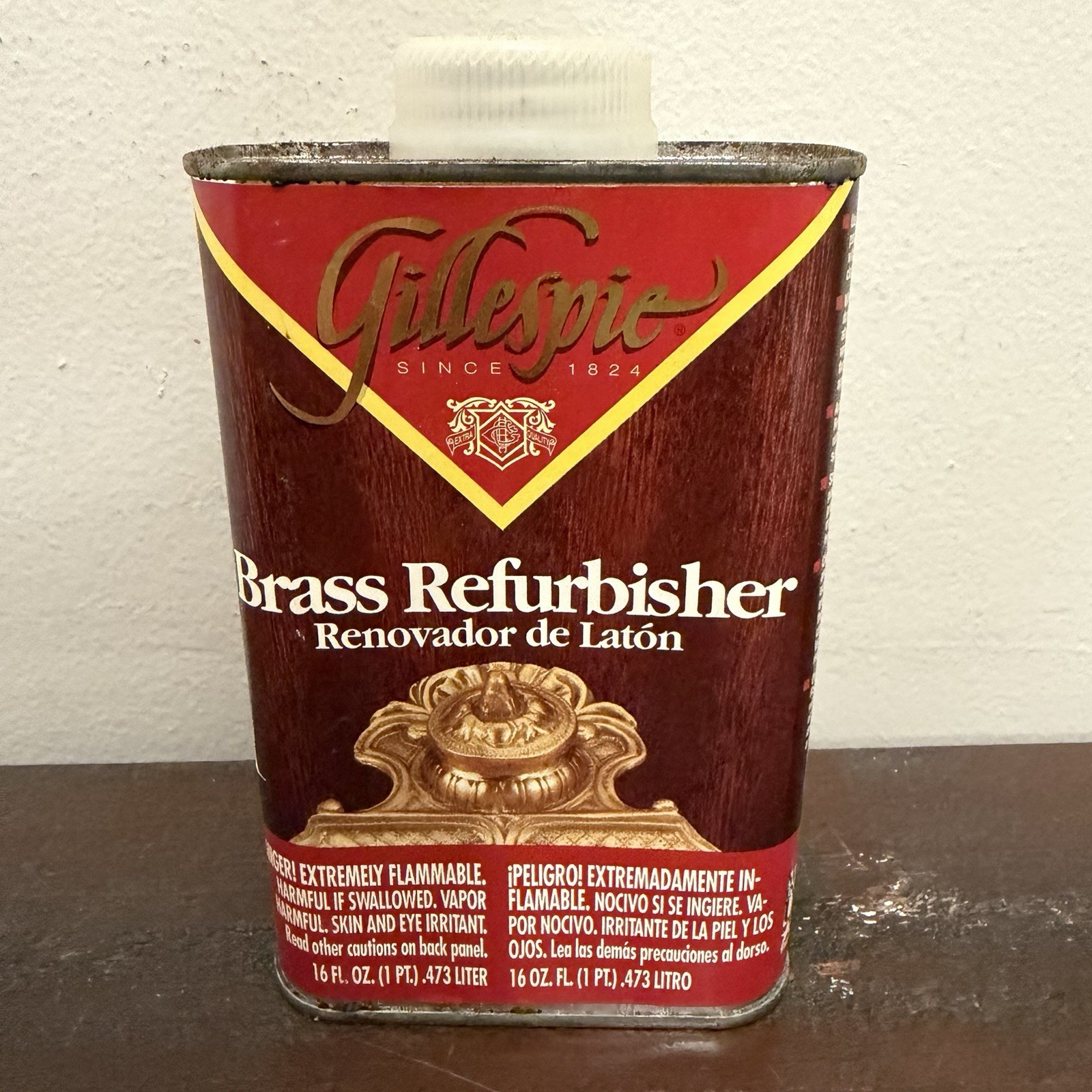Vtg Gillespie Brass Restorer ’95 Tin Prop Usa BR86.1 Household Cleaner 50%