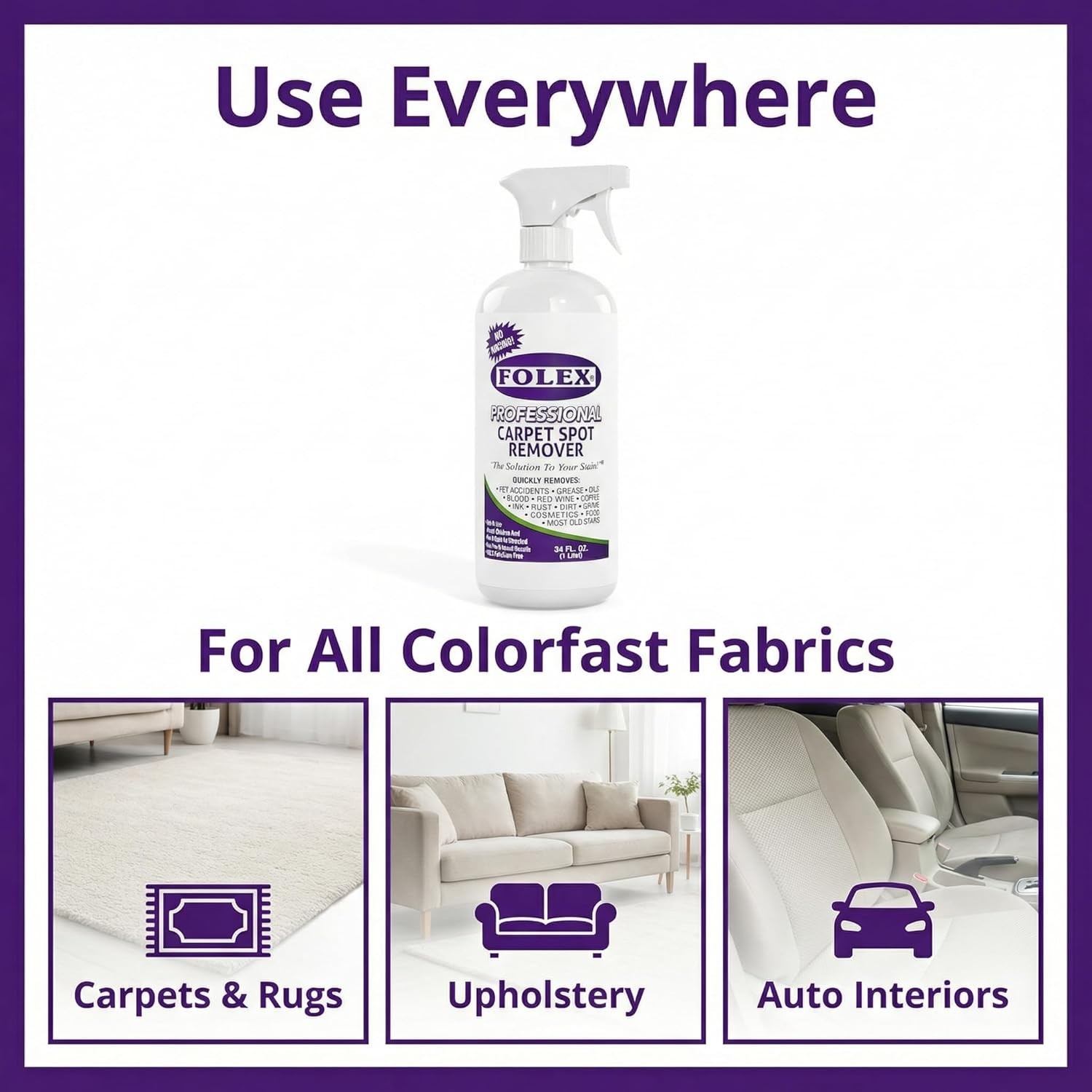 Professional Carpet Cleaner Spray 34 oz – Pet Stain Removal – Instant Stain R…