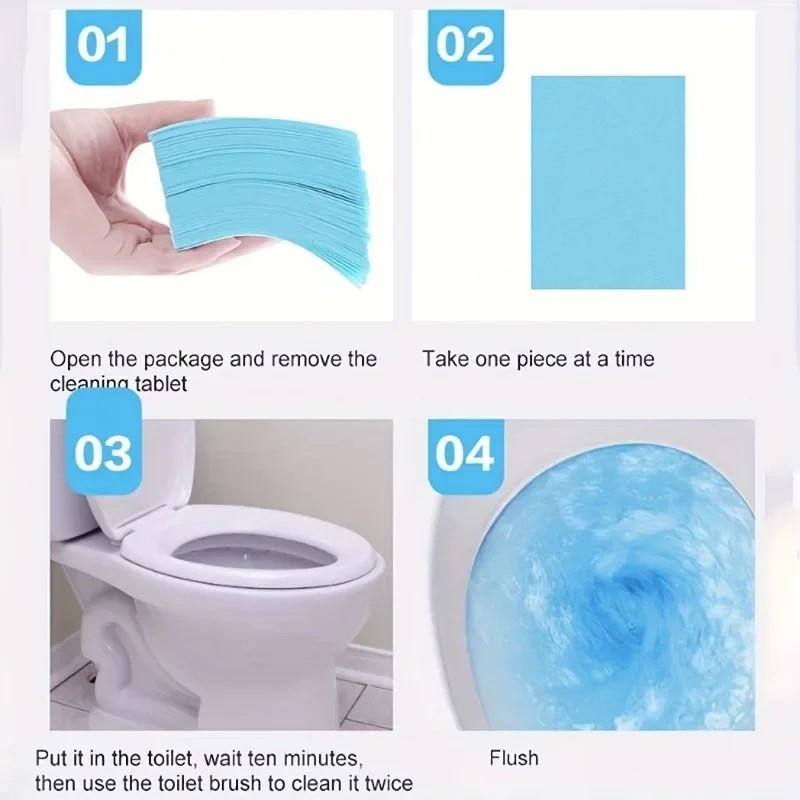 30Pcs Toilet Cleaning Sheets Effervescent Fresh Scent Stain & Odor Remover
