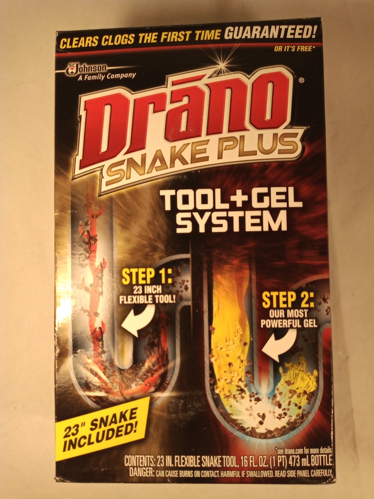 Drano Snake Plus Tool Gel System 23″ Snake Included Clears Drain Clogs 16 fl oz